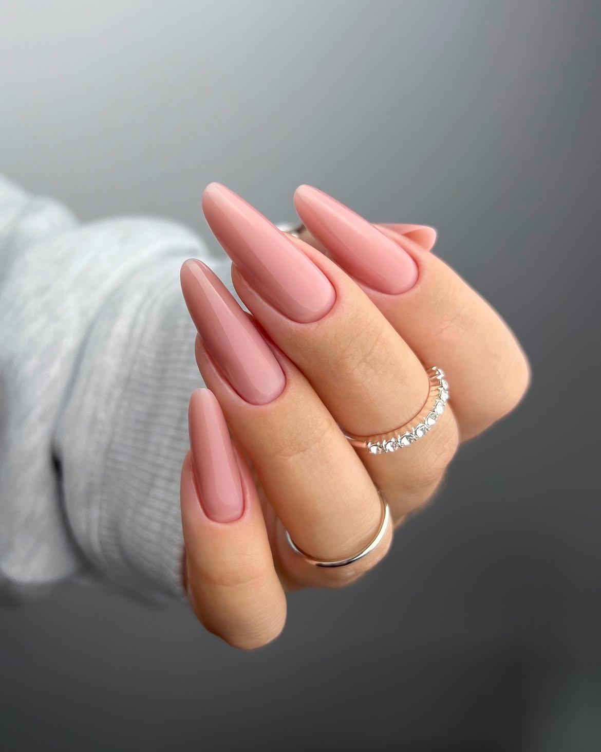 Elegant Taupe Almond Gel Nails