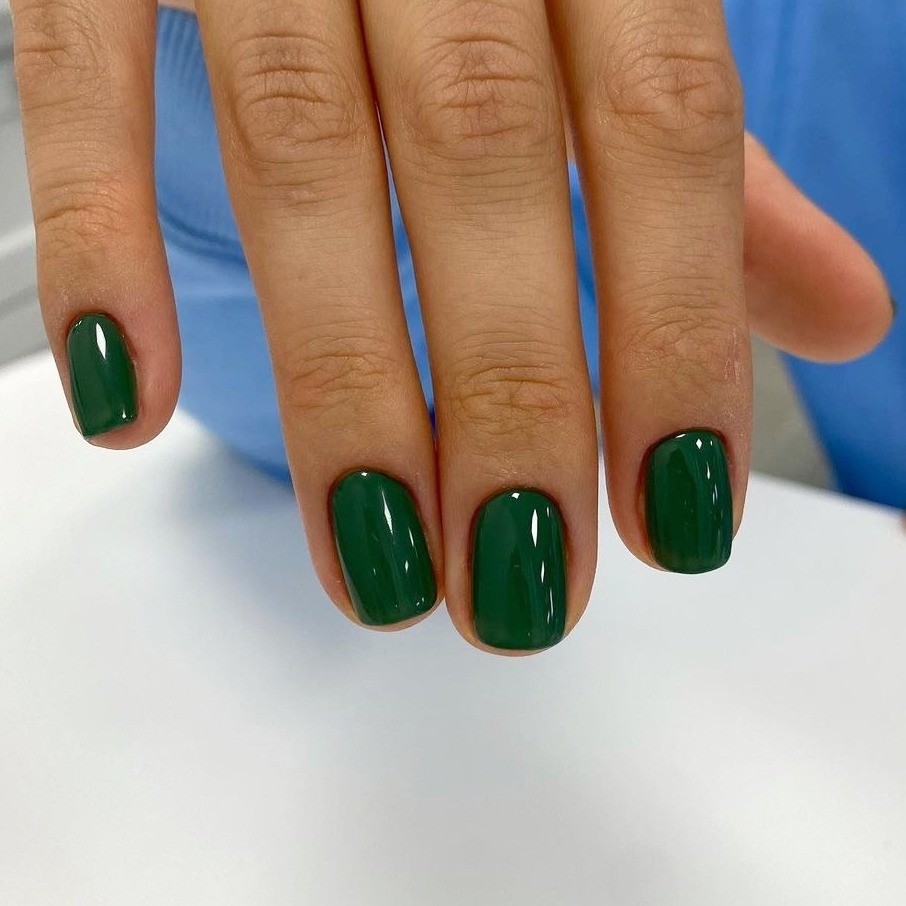 Emerald Deep Gloss Square Nails