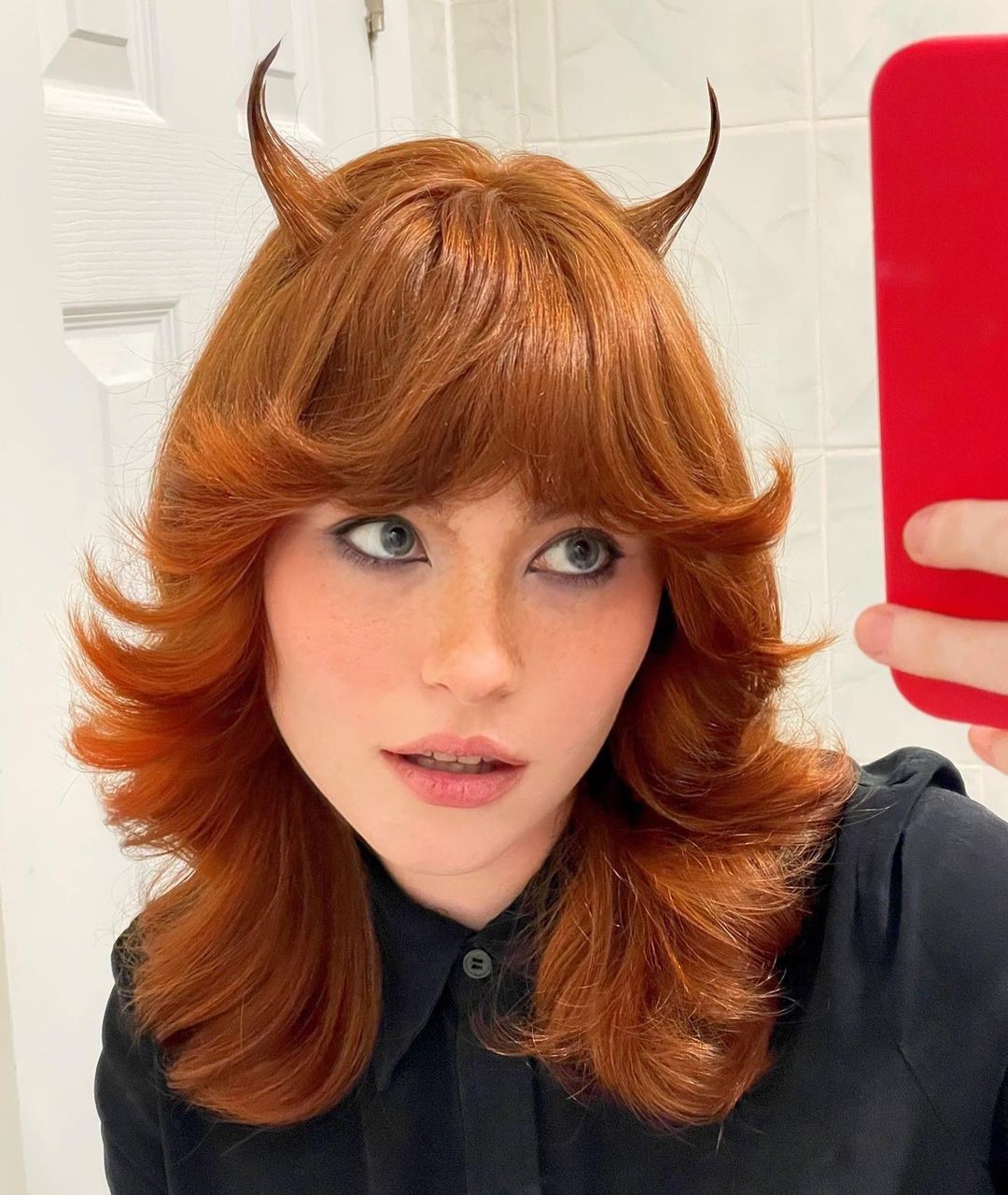 Fiery Devilish Curls With Horns