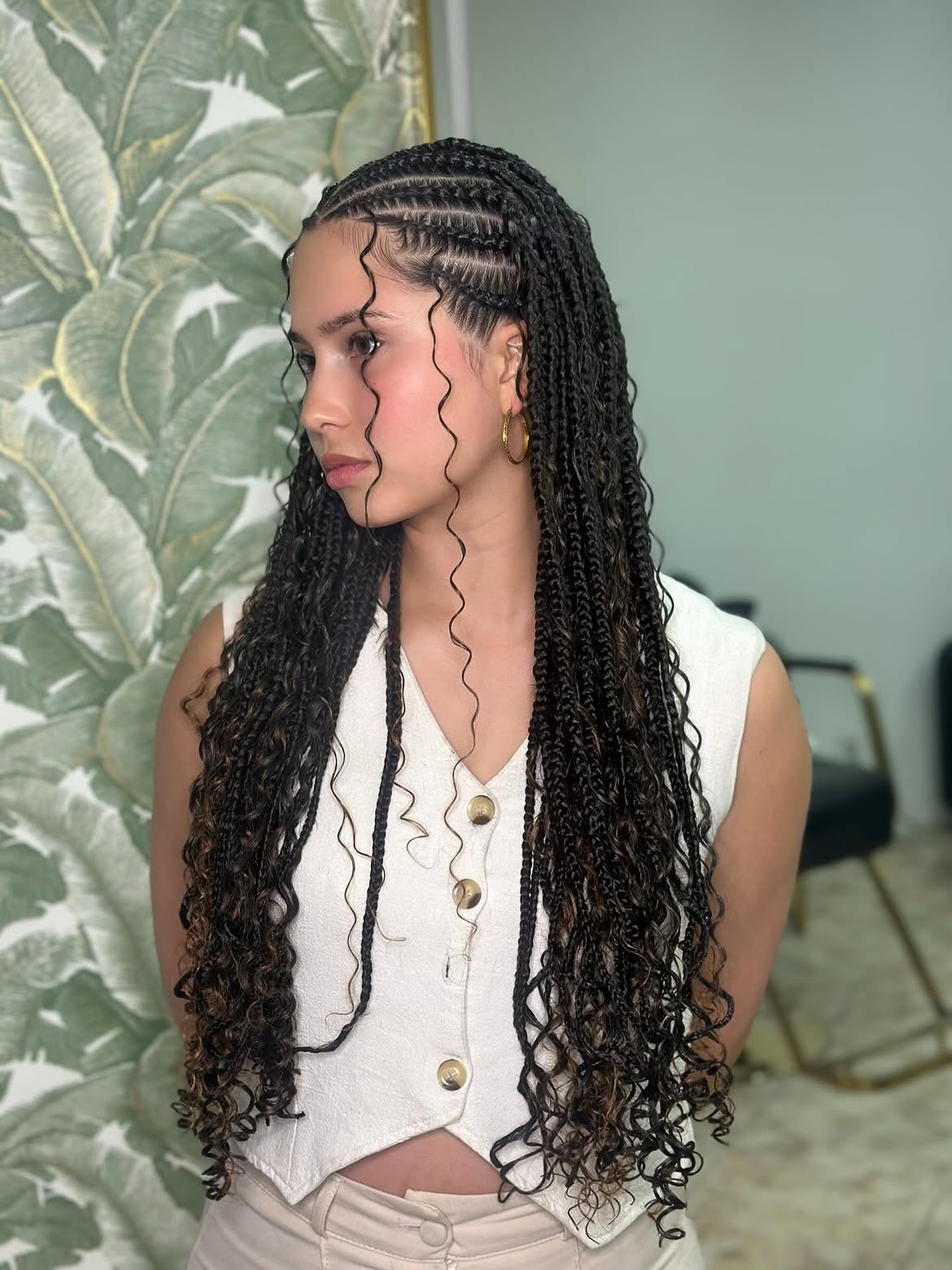 Fulani Braids With Loose Curly Ends