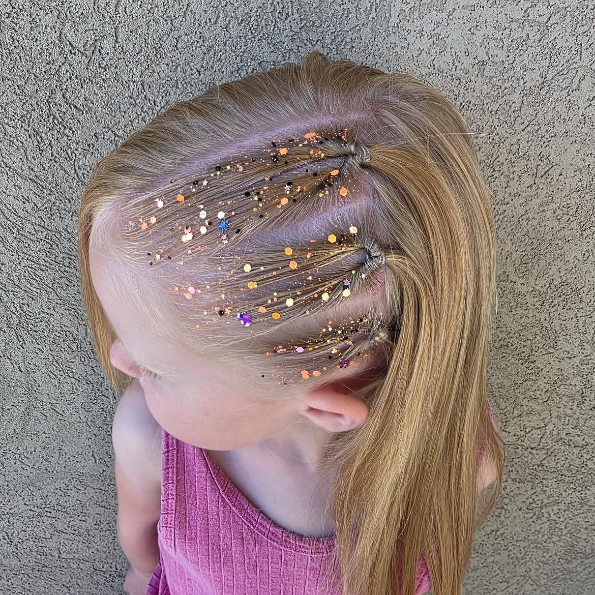 Glittery Braided Pigtails With Sparkle Stars