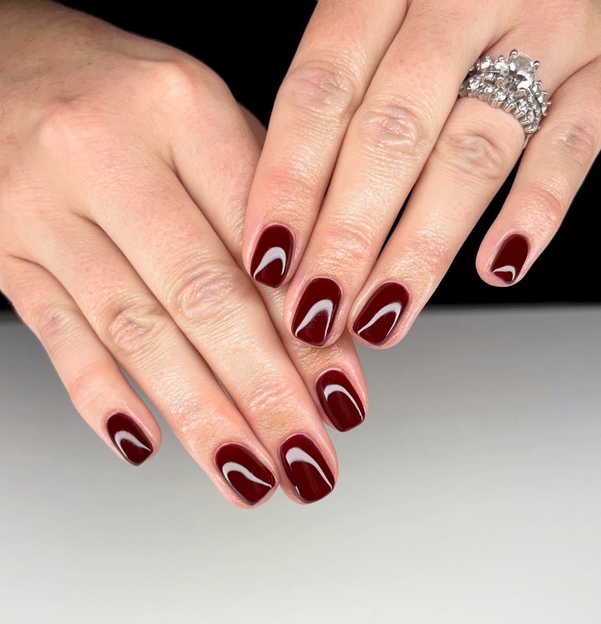 Glossy Deep Burgundy Short Squoval Nails