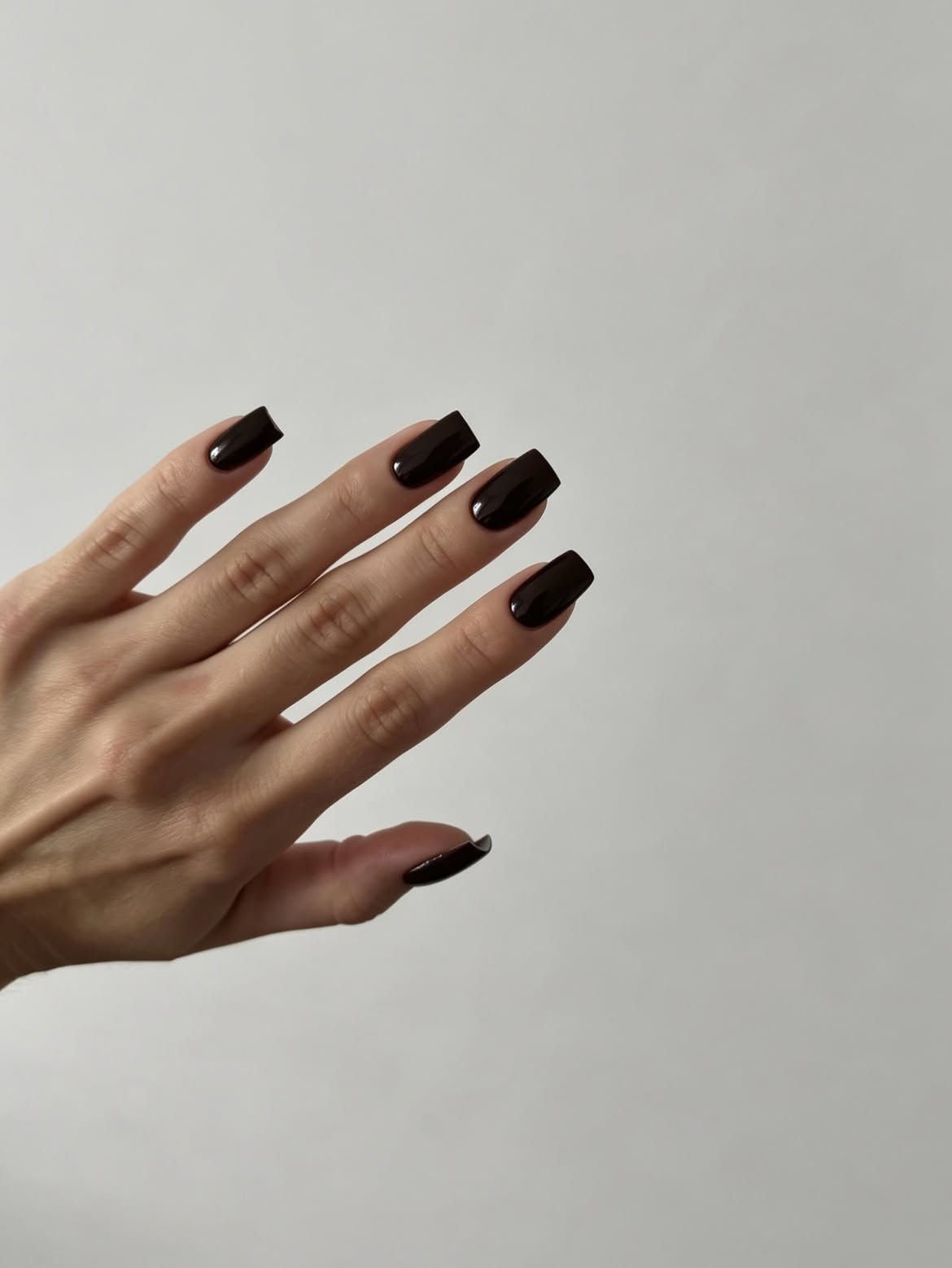 Glossy Deep Chocolate Coffin Nails