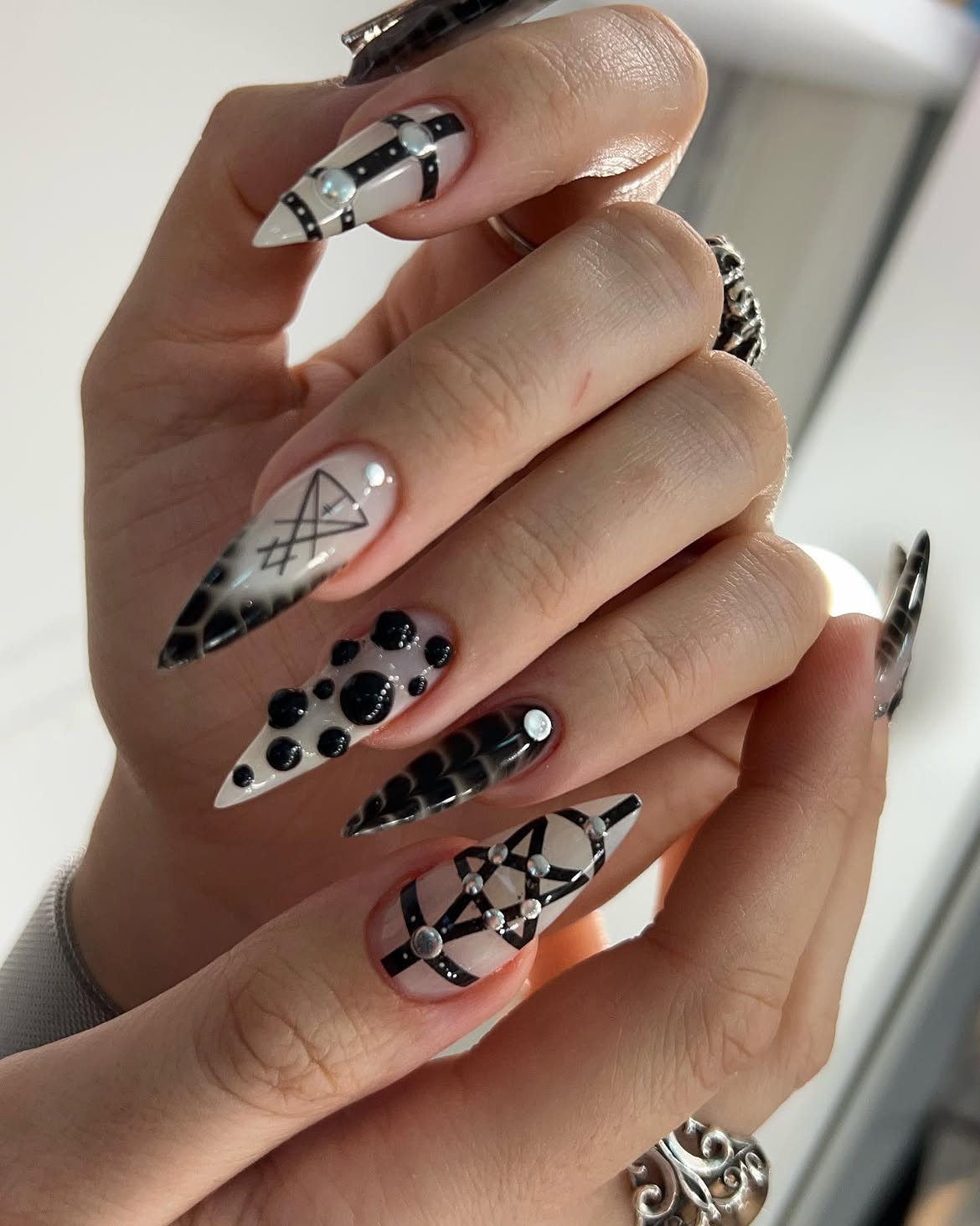 Gothic Harness and Studded Stiletto Nails