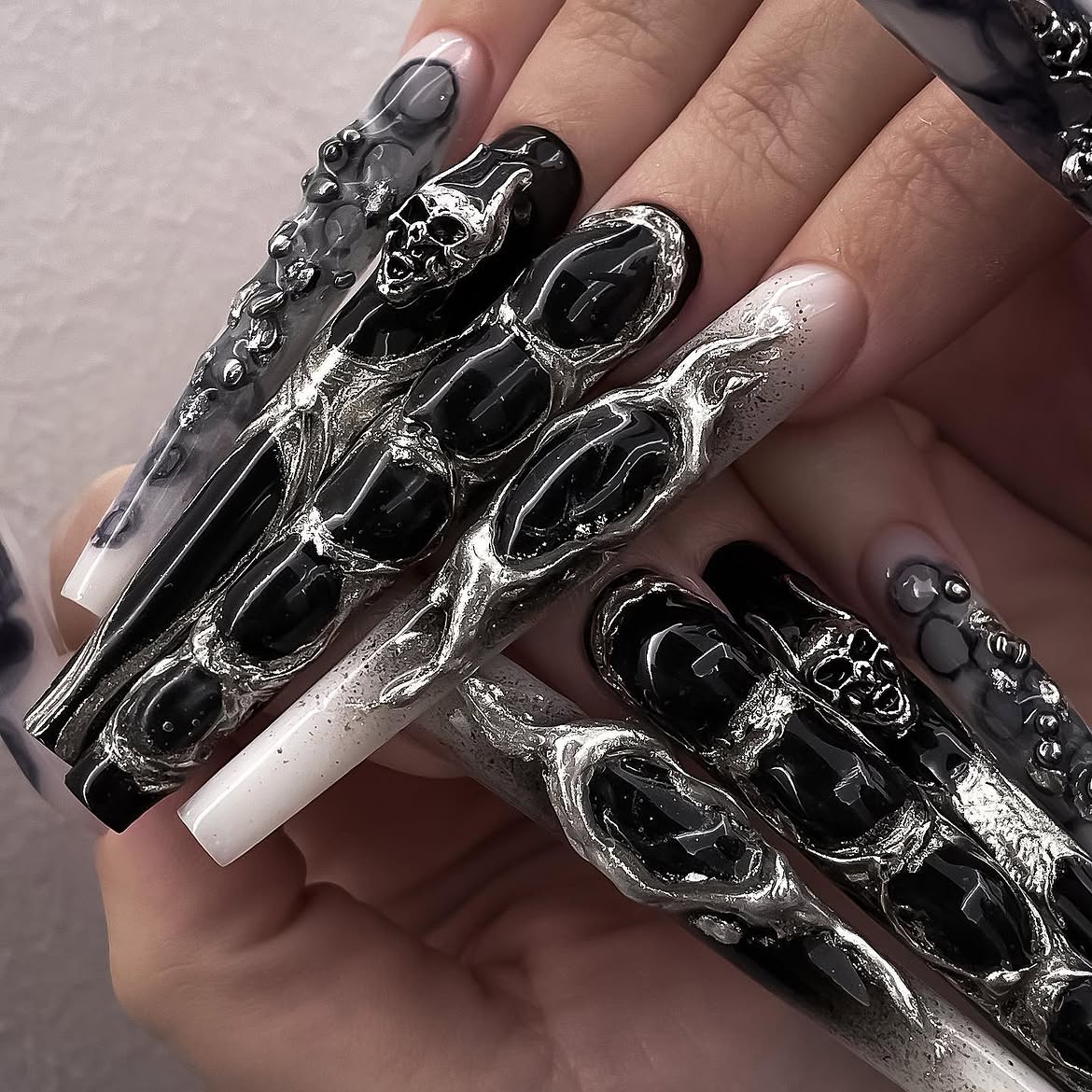 Gothic Skull Charms with 3D Silver Sculpting