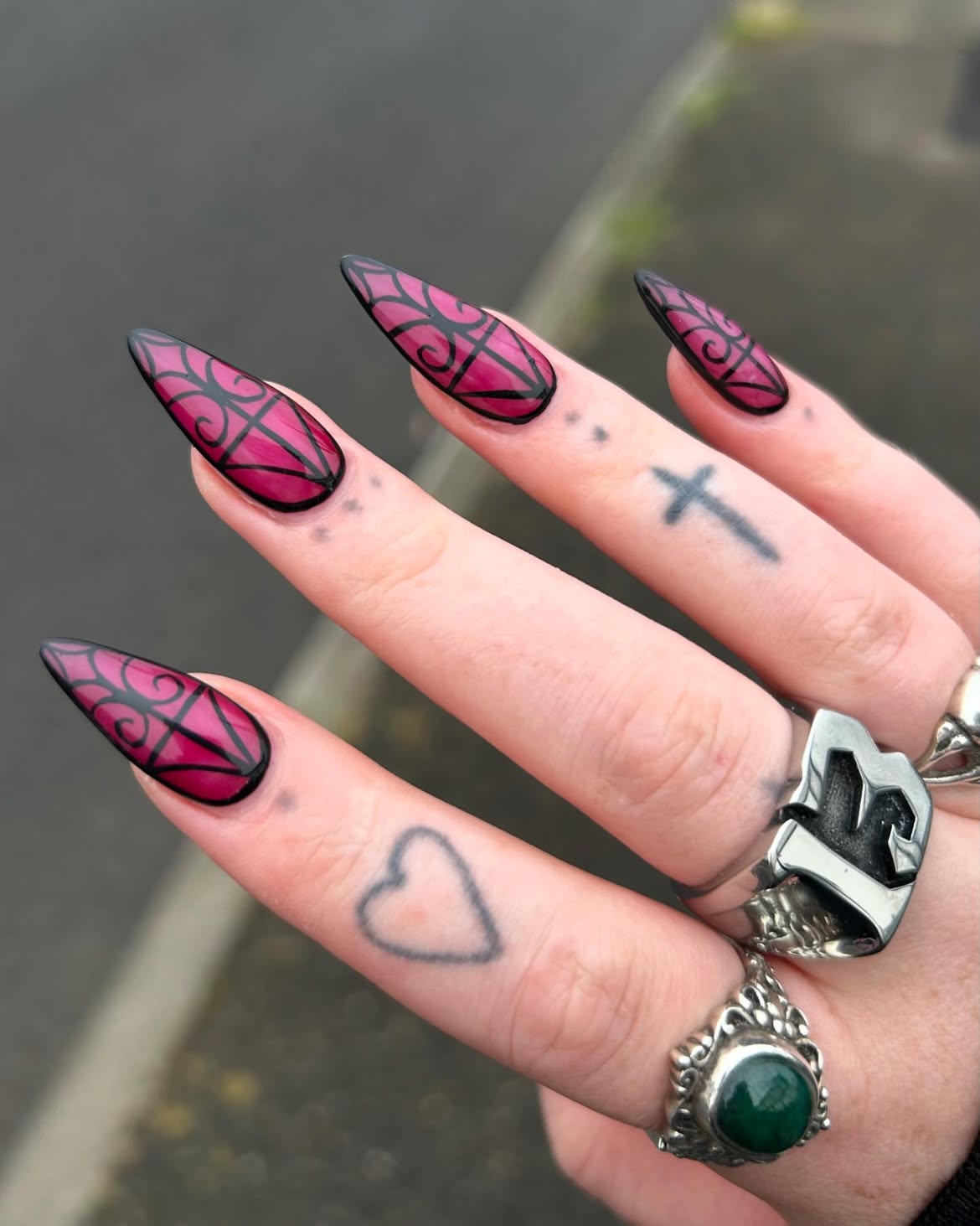 Gothic Stained Glass Pointed Nails