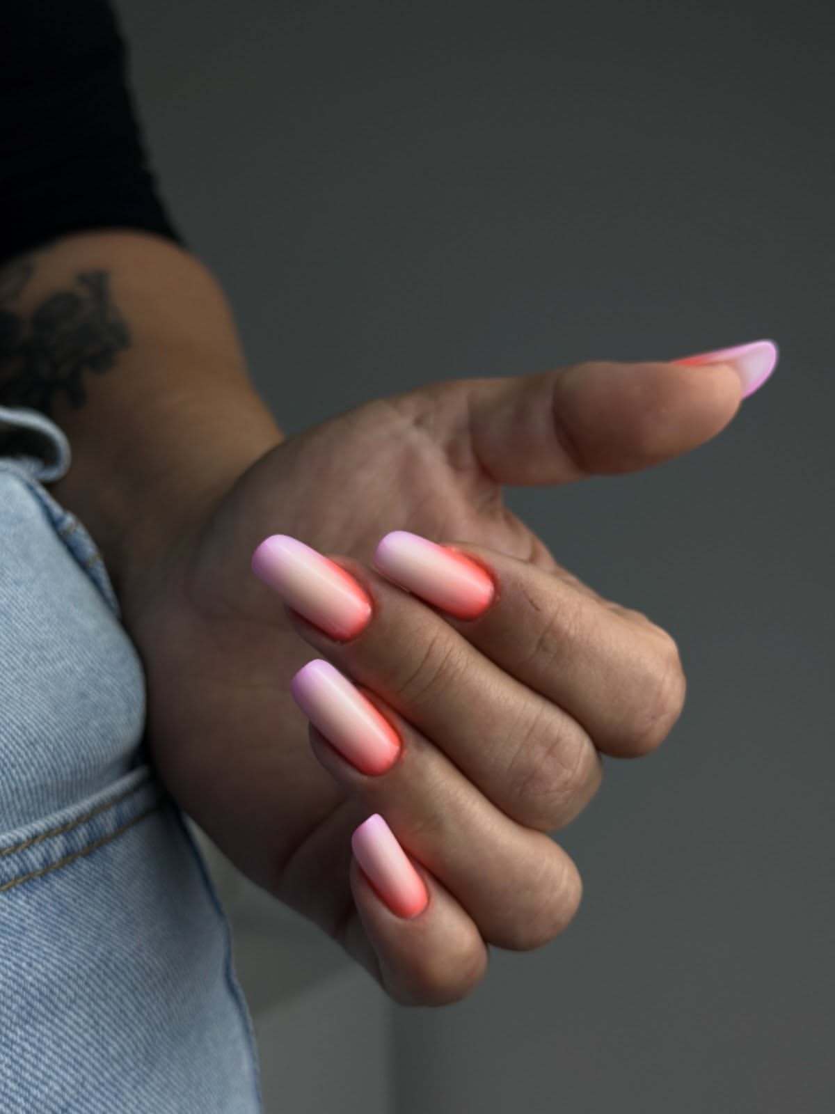 Gradient Sunset Ombre Coffin Nails