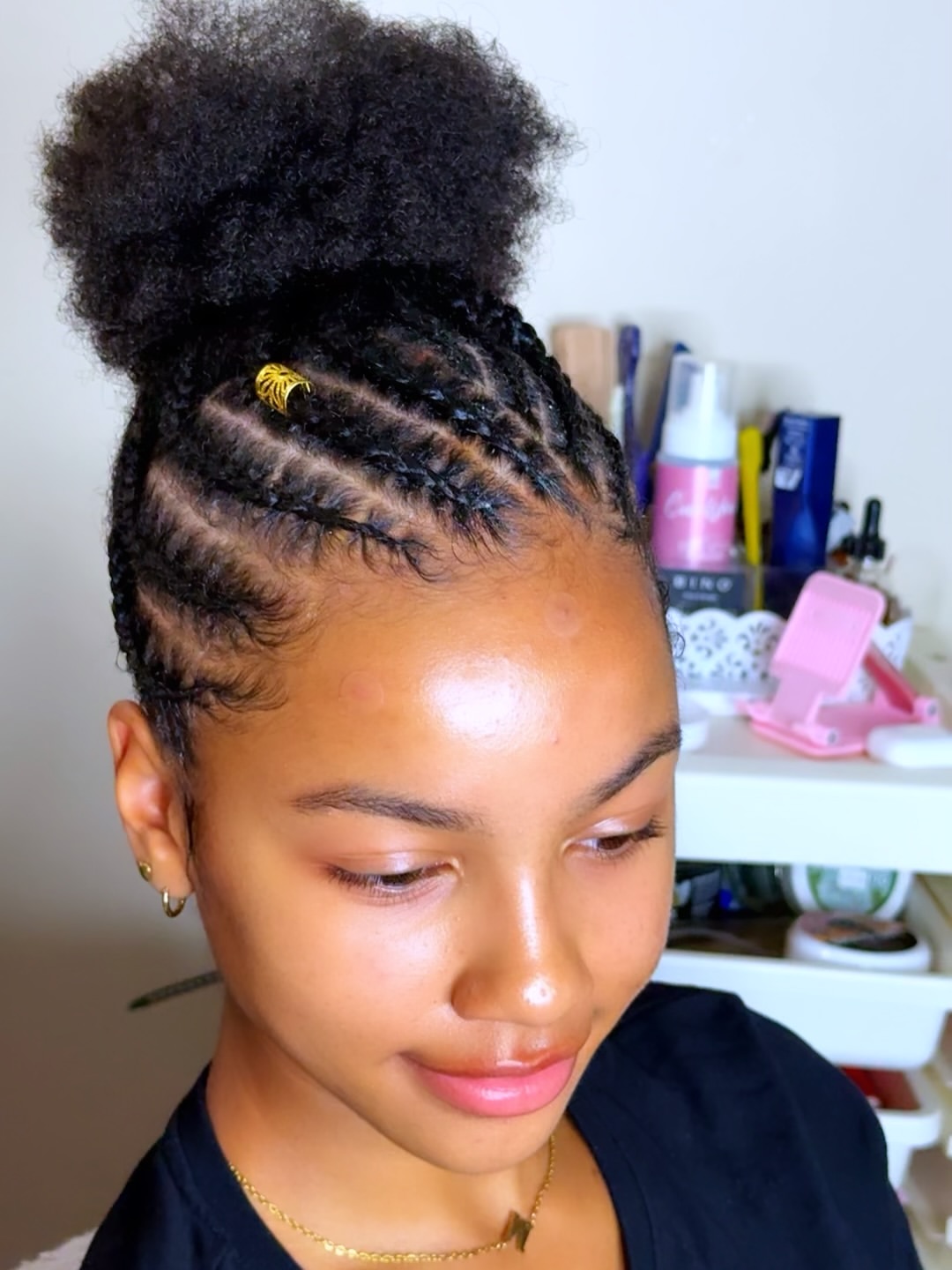 High Puff With Cornrows Hair Accessory