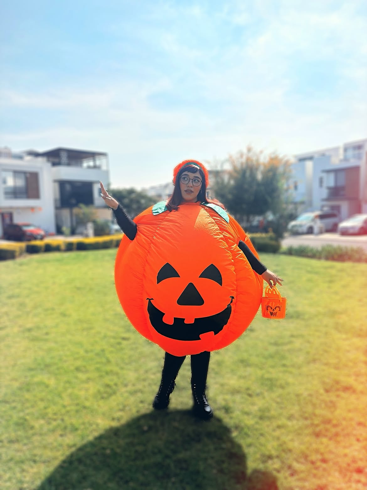 Inflatable Pumpkin Halloween Costume With Boots