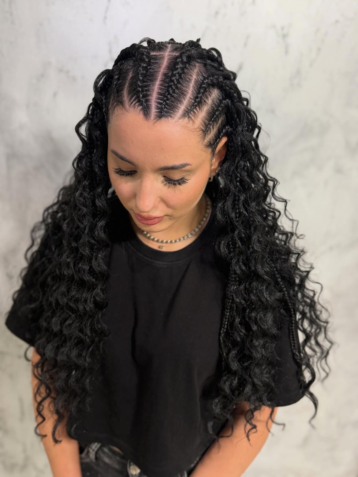 Intricate Fulani Braids With Loose Bohemian Curls