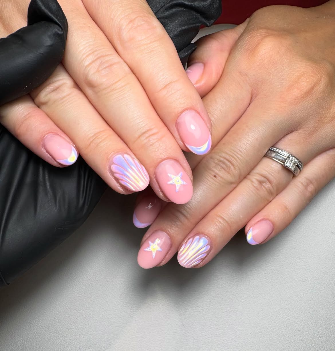 Iridescent Mermaid Shell French Tips