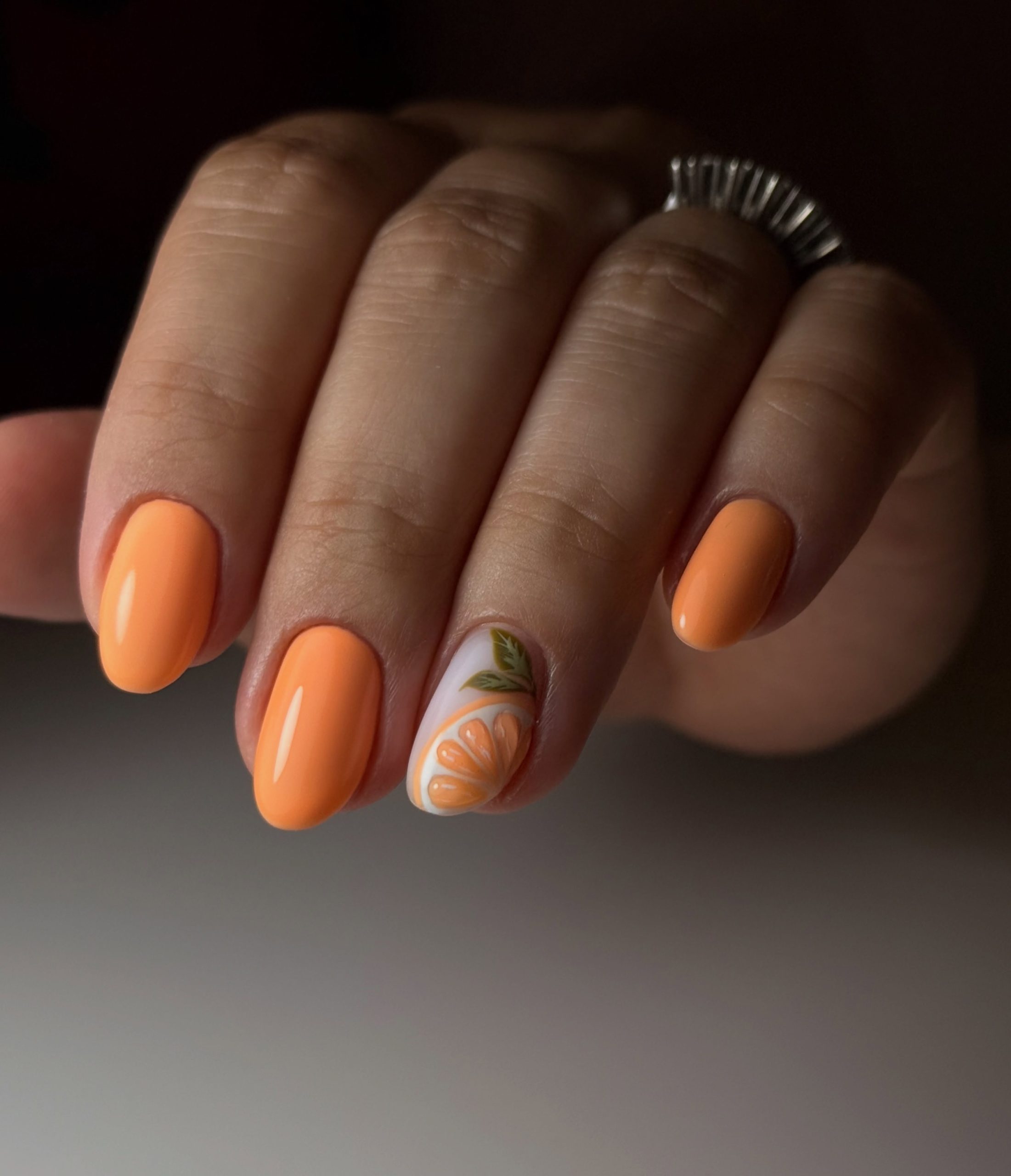 Juicy Orange Slice Art Oval Nails