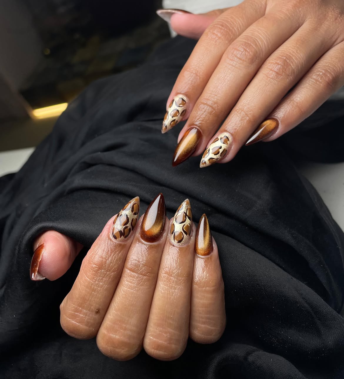 Leopard Print Ombre Stiletto Nails