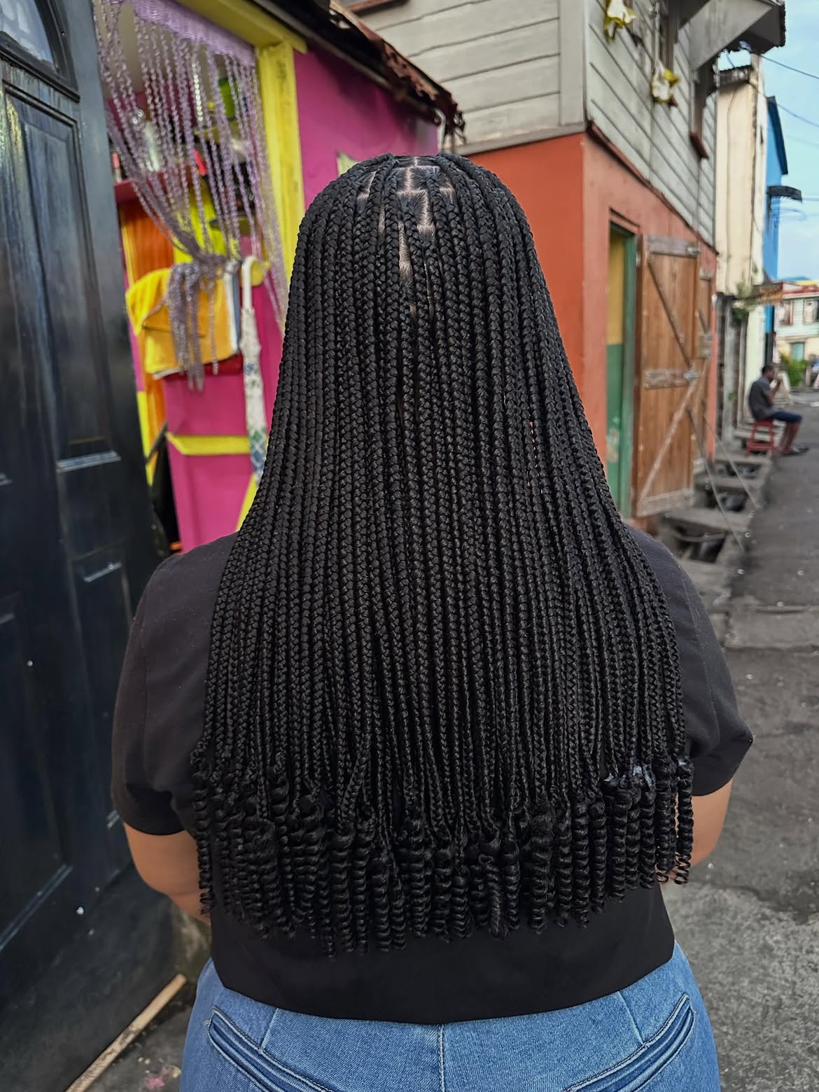 Long Box Braids With Curly Ends