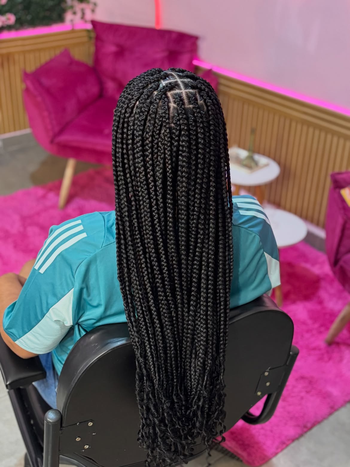 Long Box Braids With Curly Ends Accent