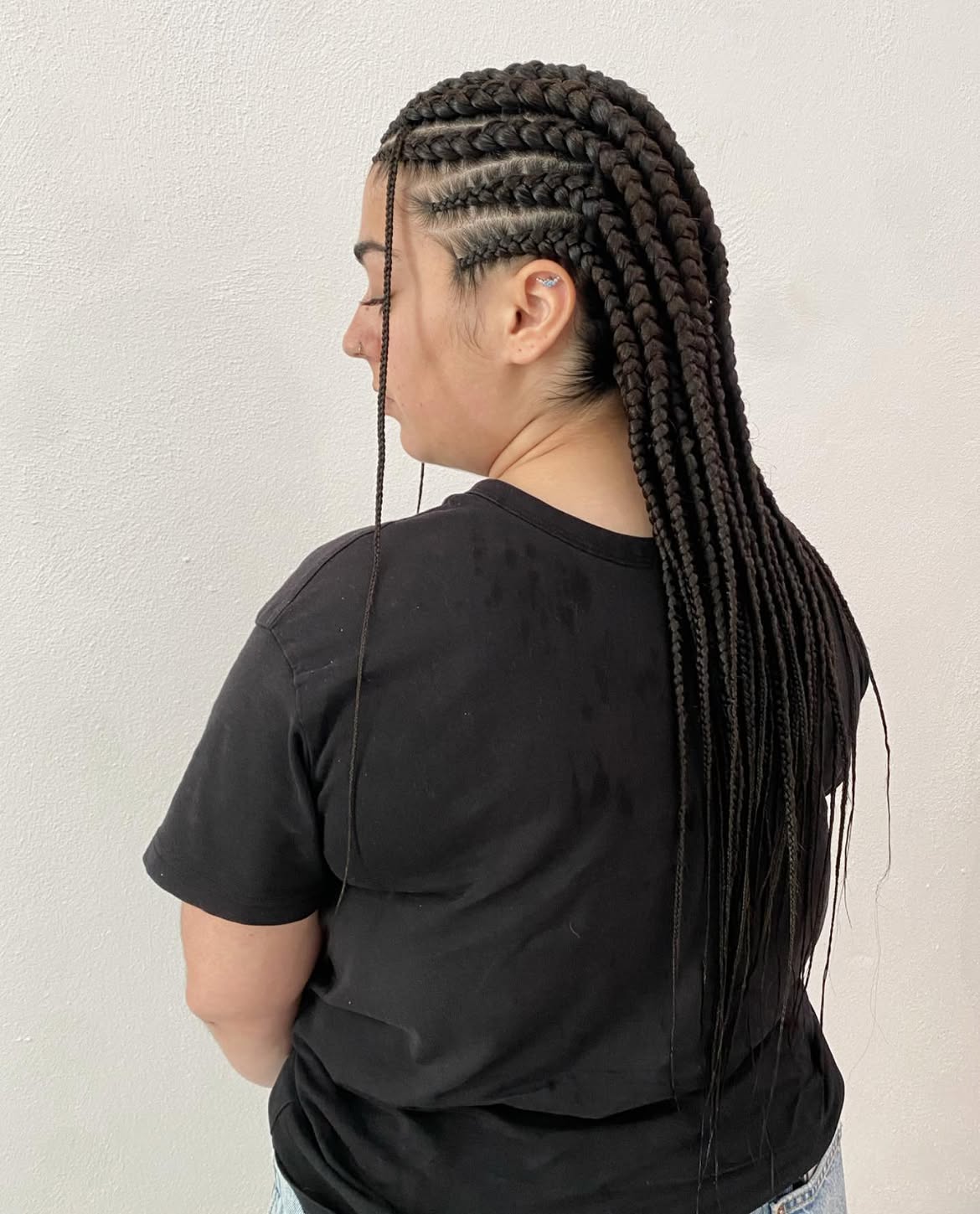 Long Box Braids With Defined Feed-In Cornrows
