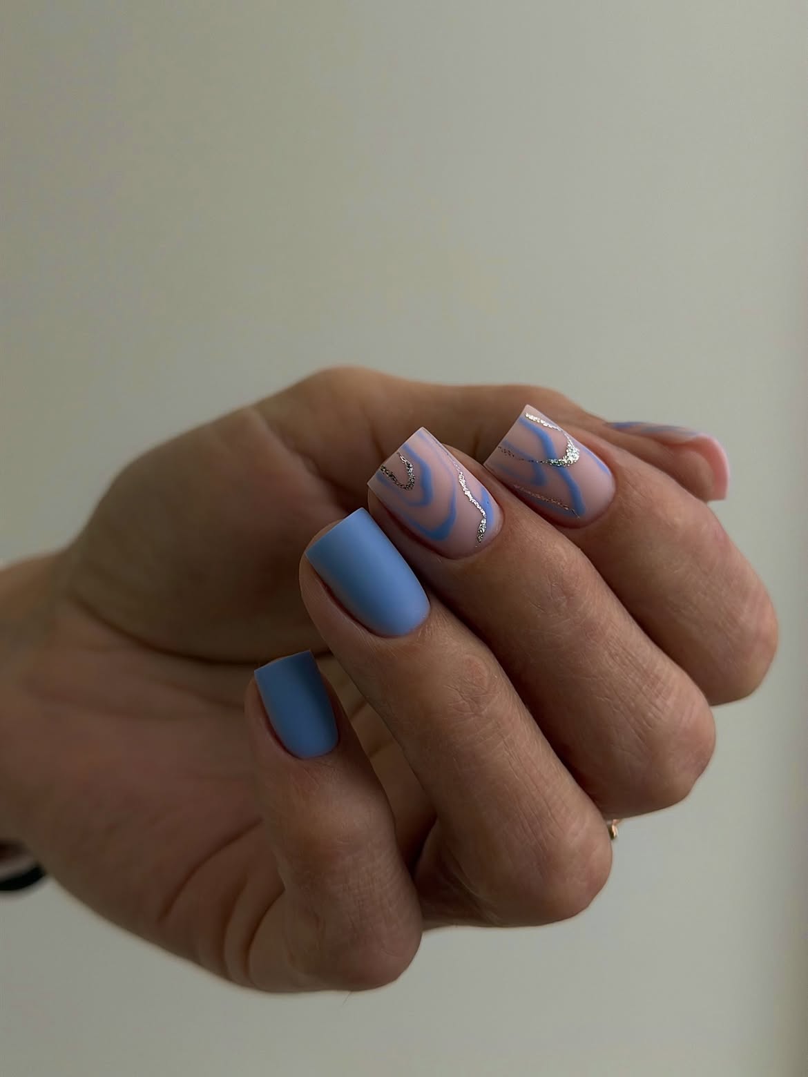 Matte Blue Gradient Swirl with Silver Lines
