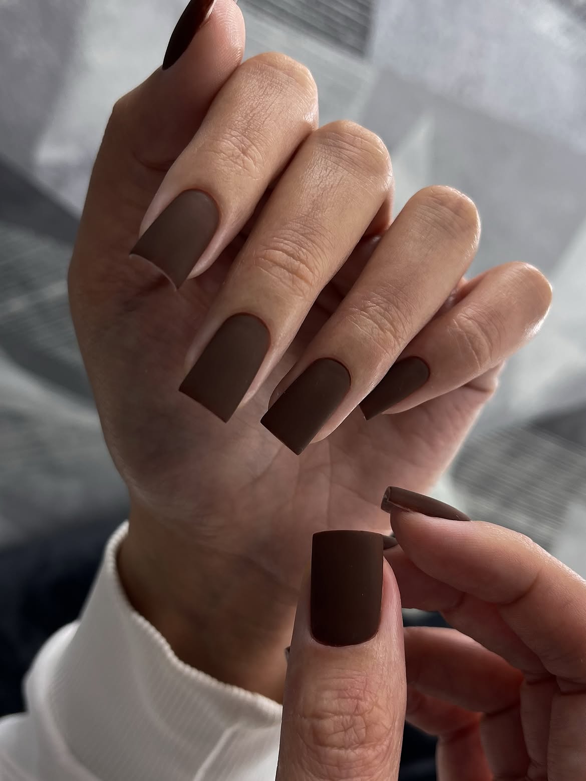 Matte Chocolate Square Nails