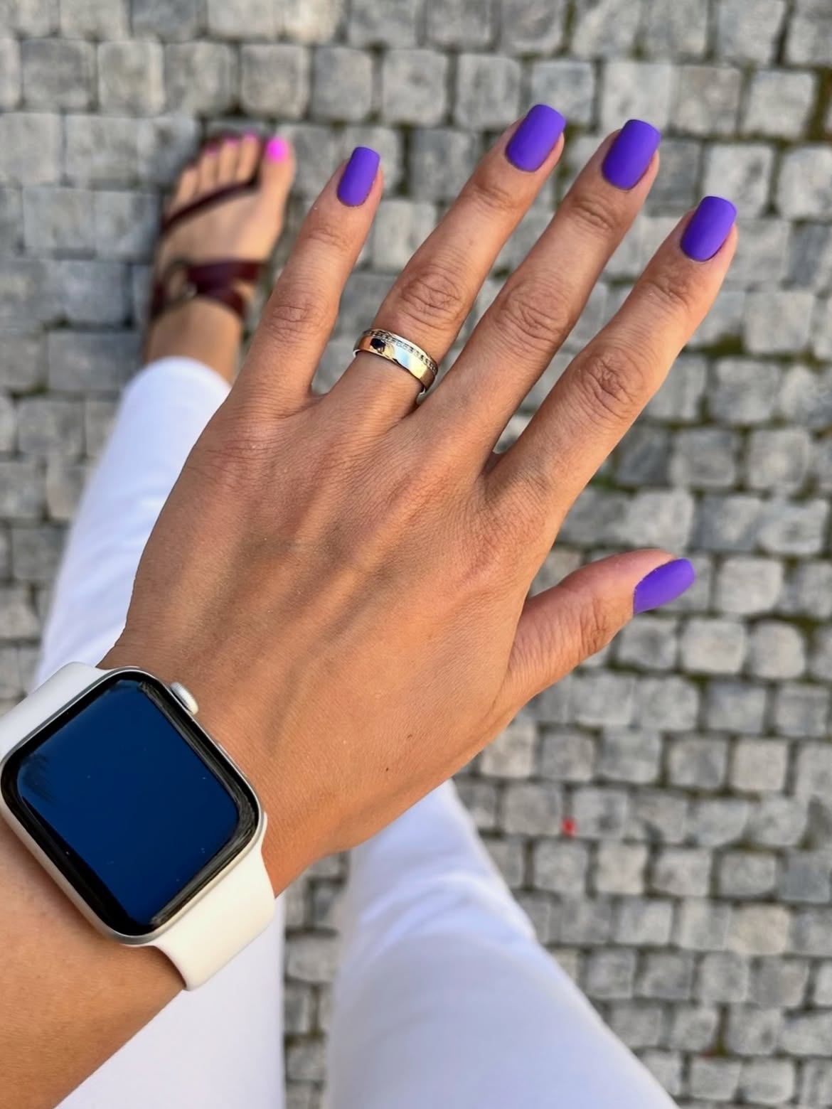 Matte Vivid Violet Square Short Nails
