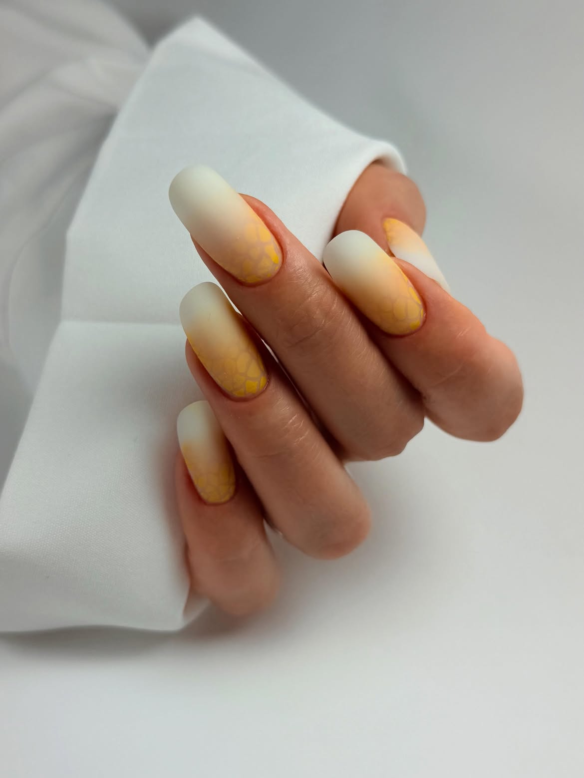 Matte Yellow Ombre with Subtle Geometric Detail