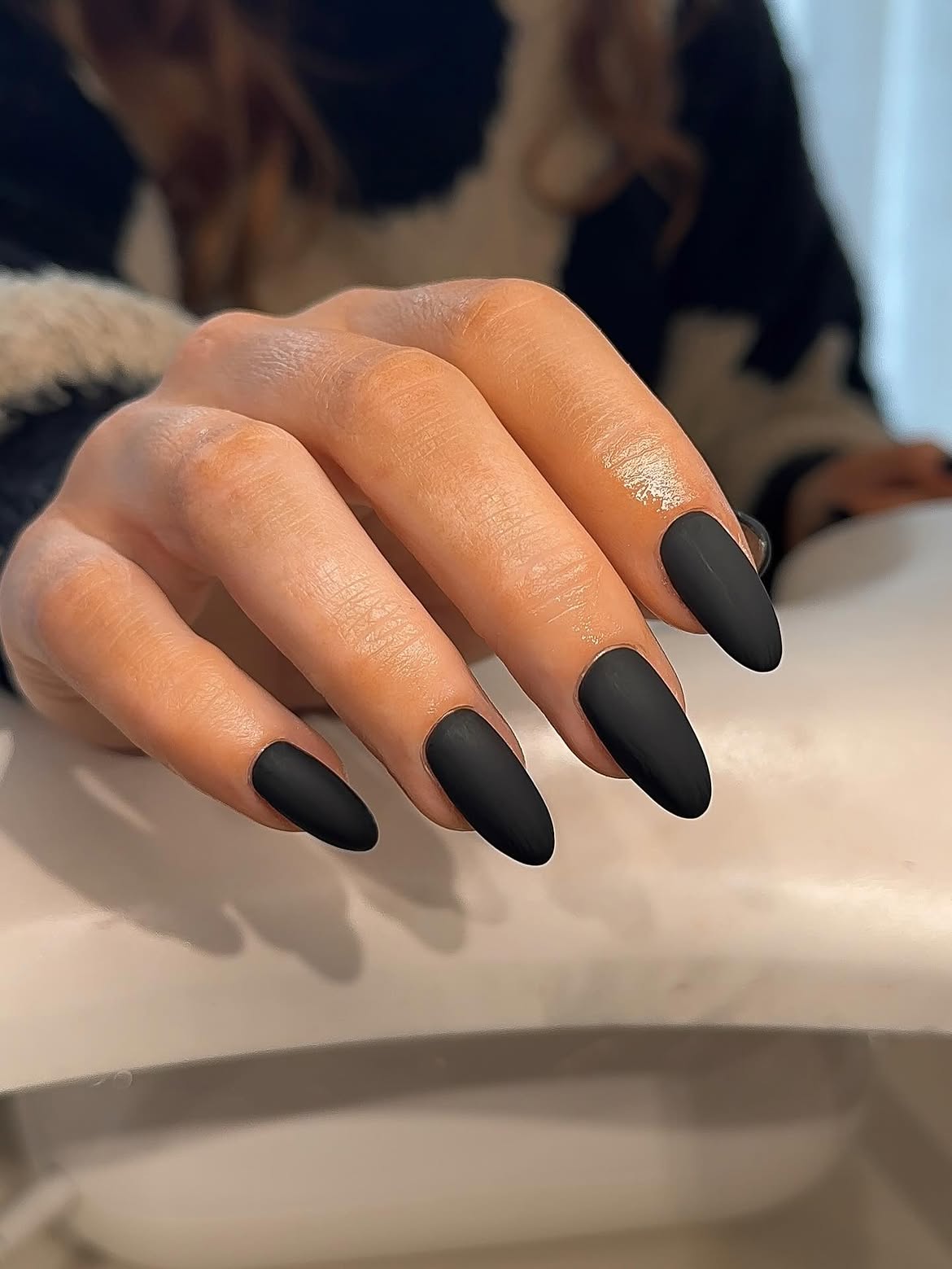 Midnight Matte Black Stiletto Nails