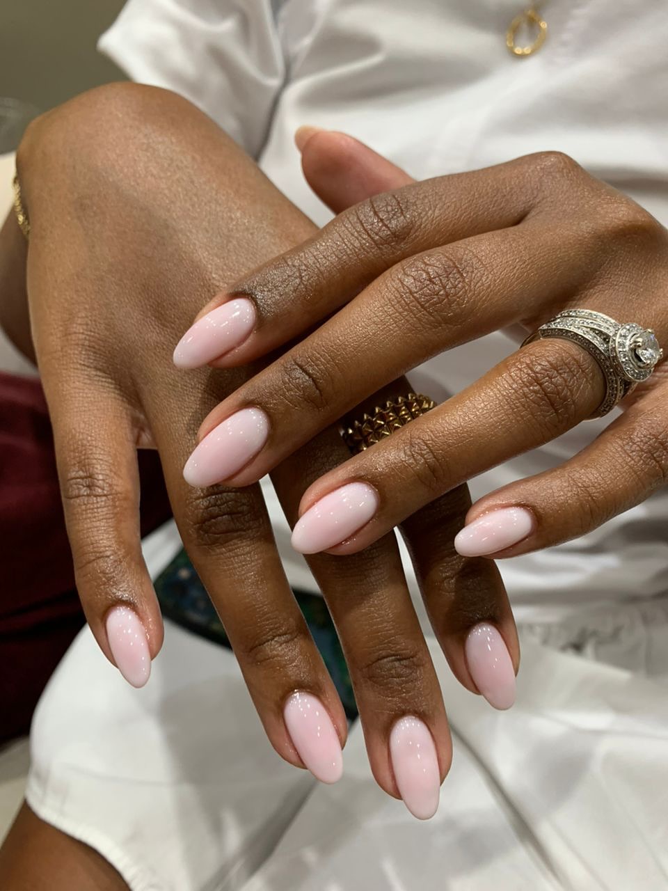 Milky Pink Almond Gel Nails