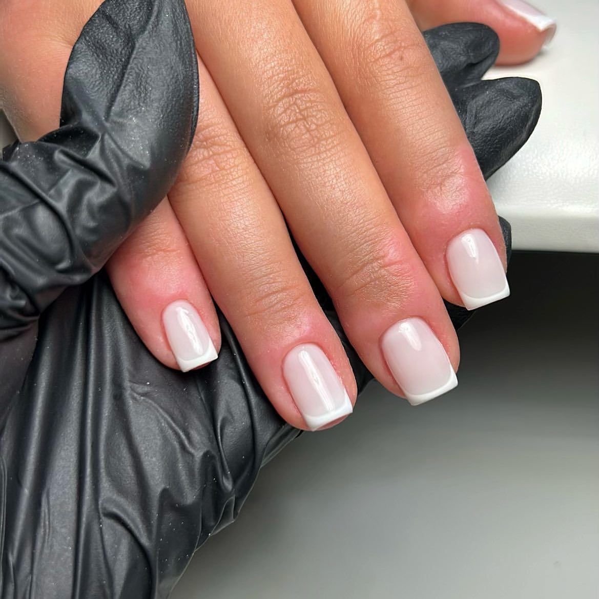 Milky Pink French Tip Nails