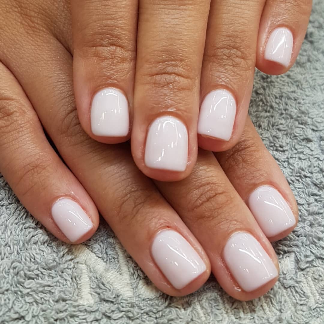 Milky Pink Short Squoval Nails