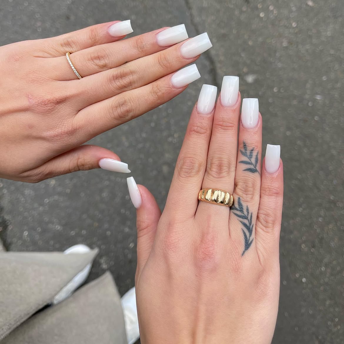 Milky White Square French Tip Nails