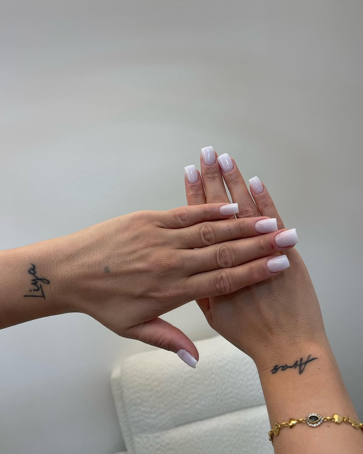 Milky White Square French Tip Nails