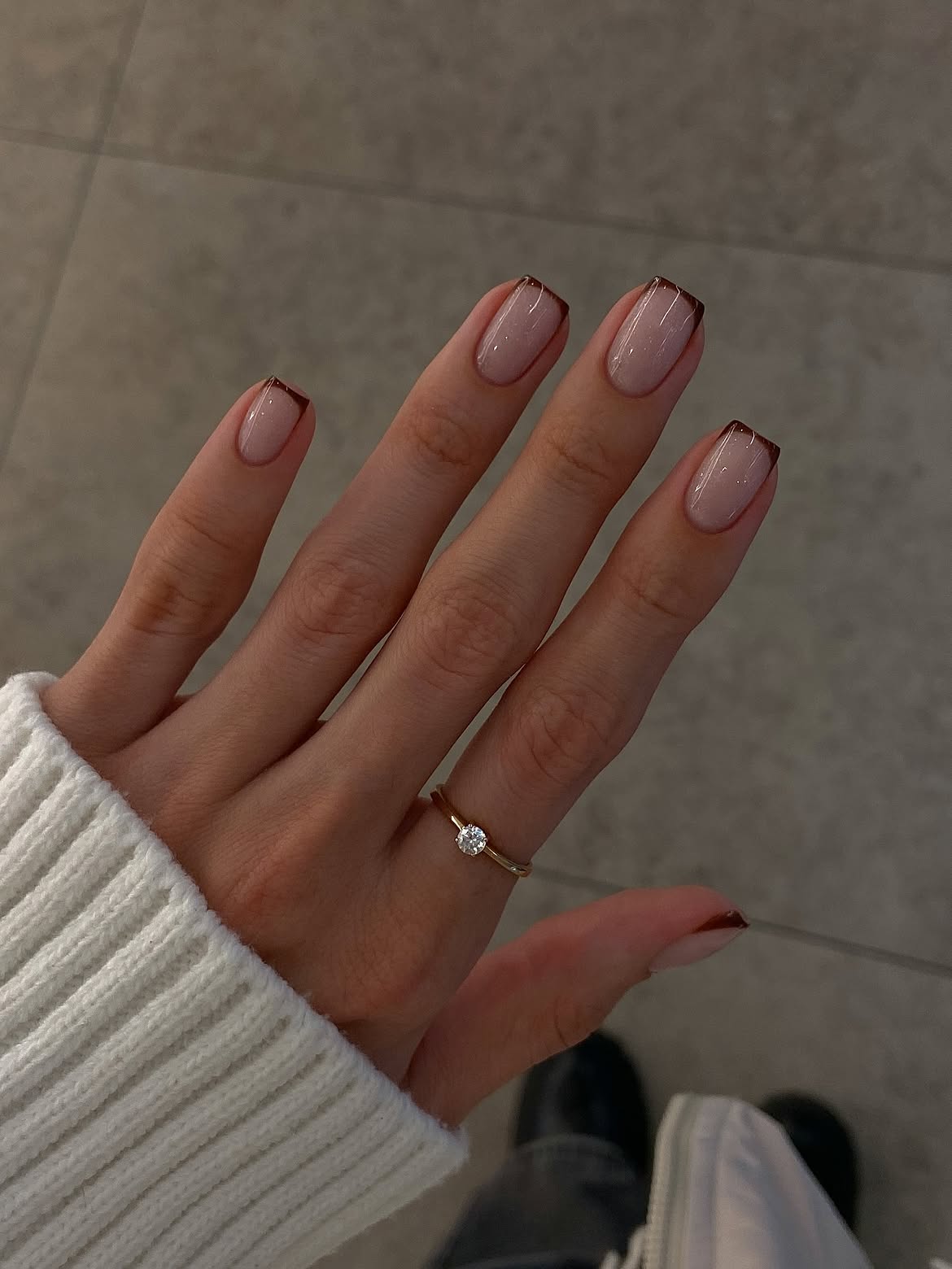 Modern Chocolate French Square Nails