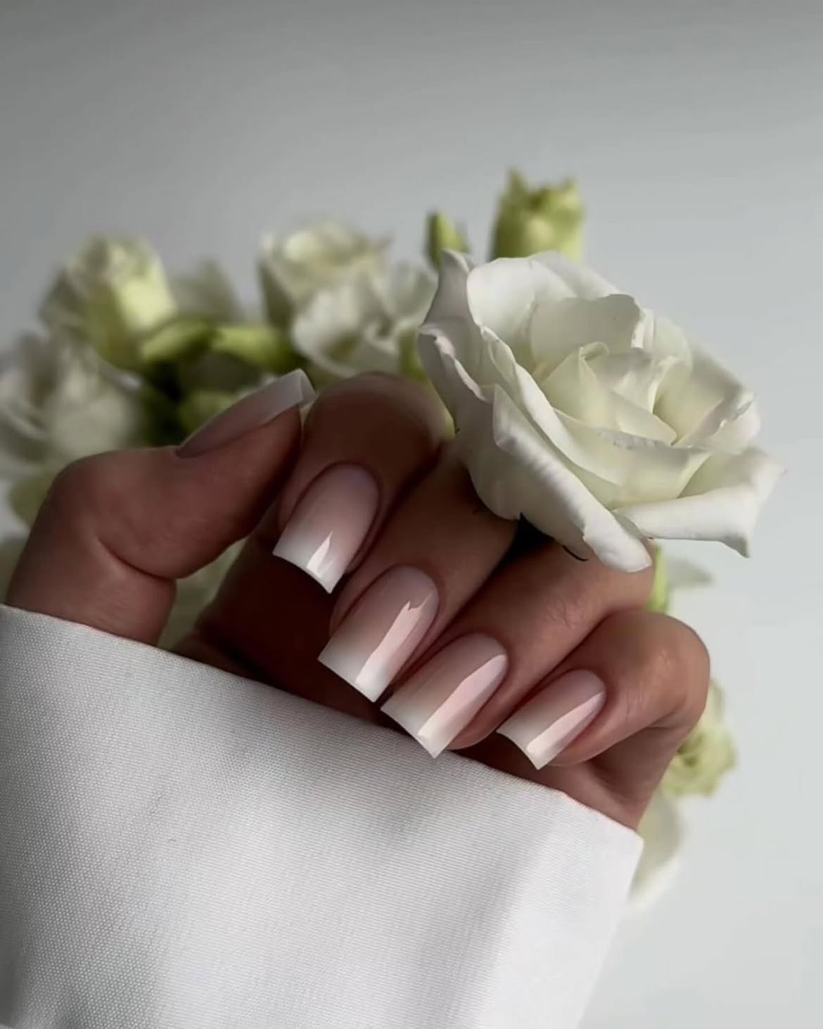 Modern French Ombre Square Nails