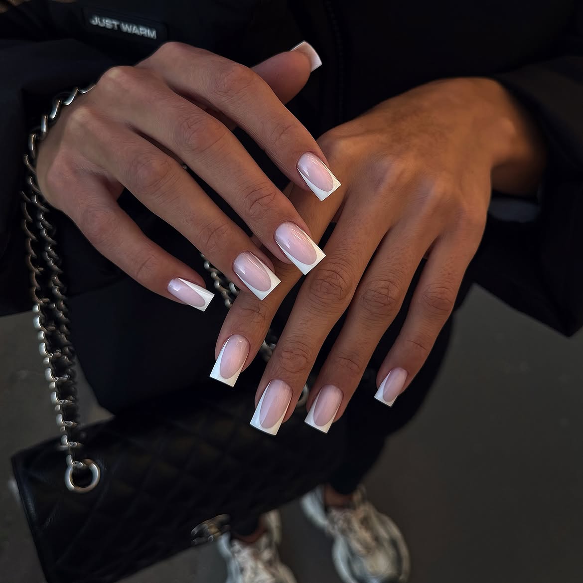Modern French Tip Square Nails