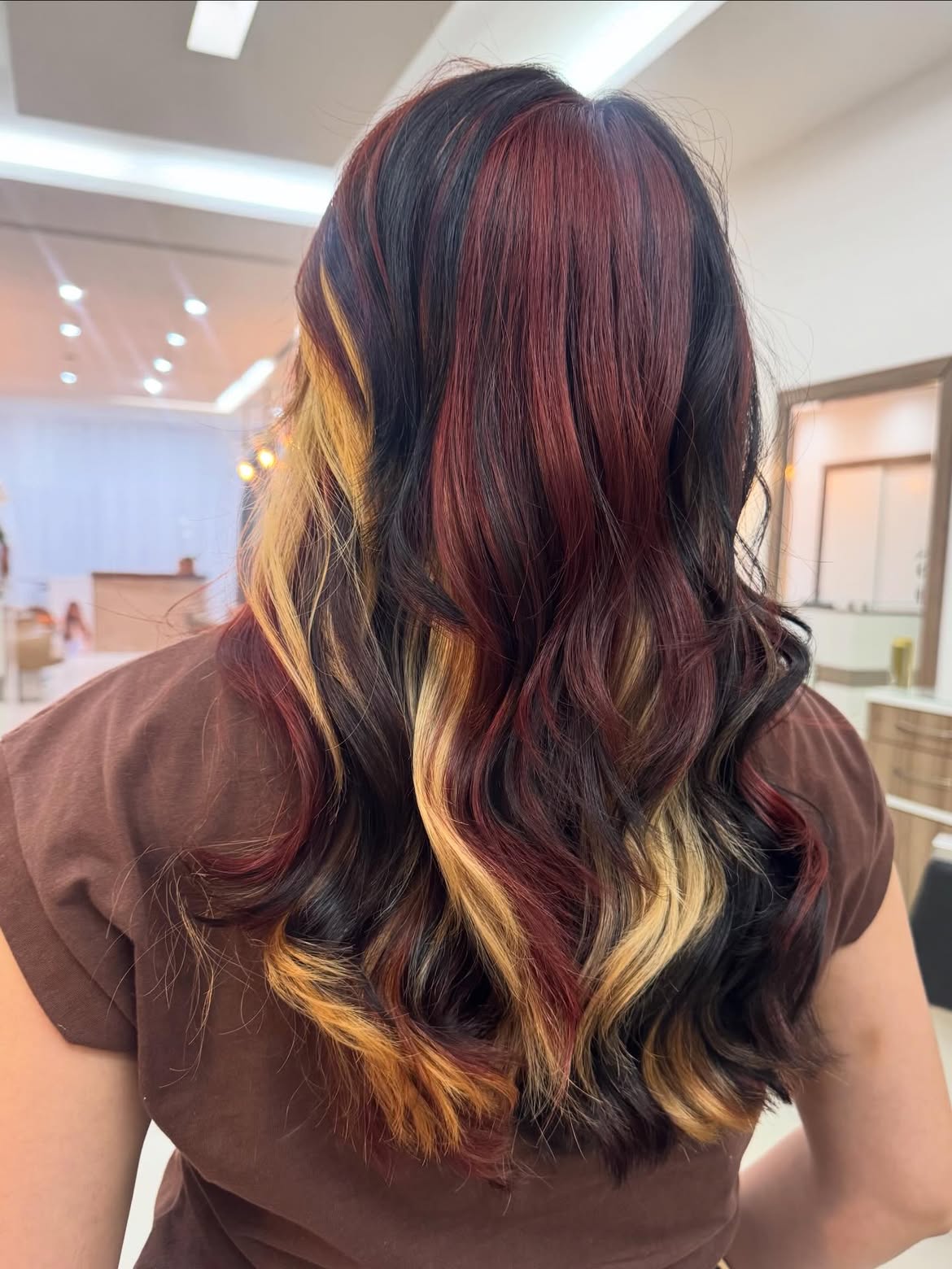 Multi-Toned Auburn and Blonde Wavy Hair