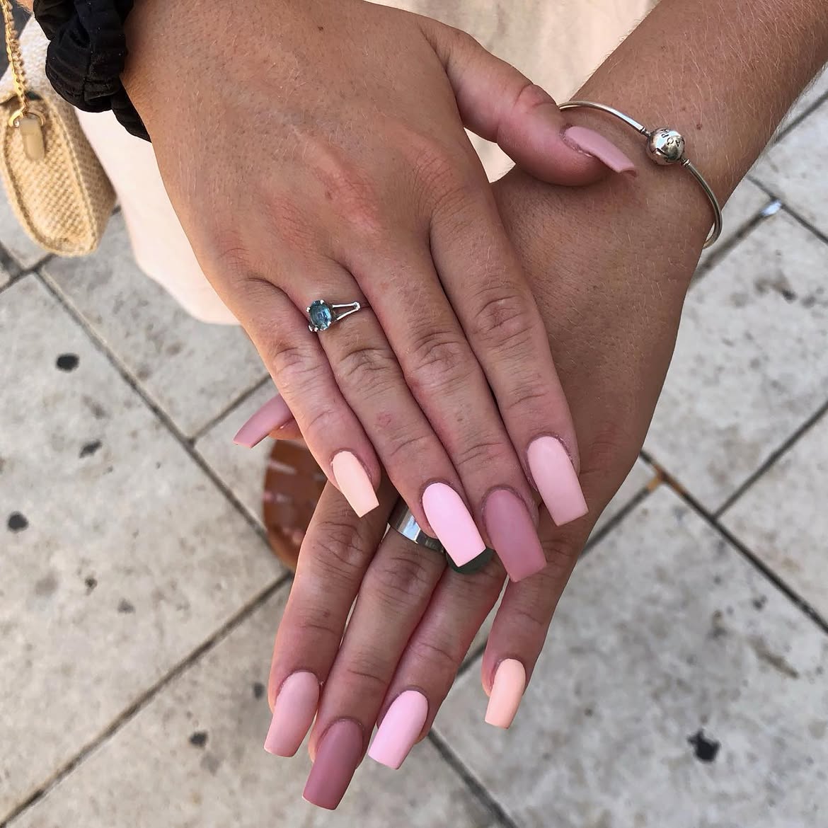 Muted Pink Matte Coffin Nails Assortment