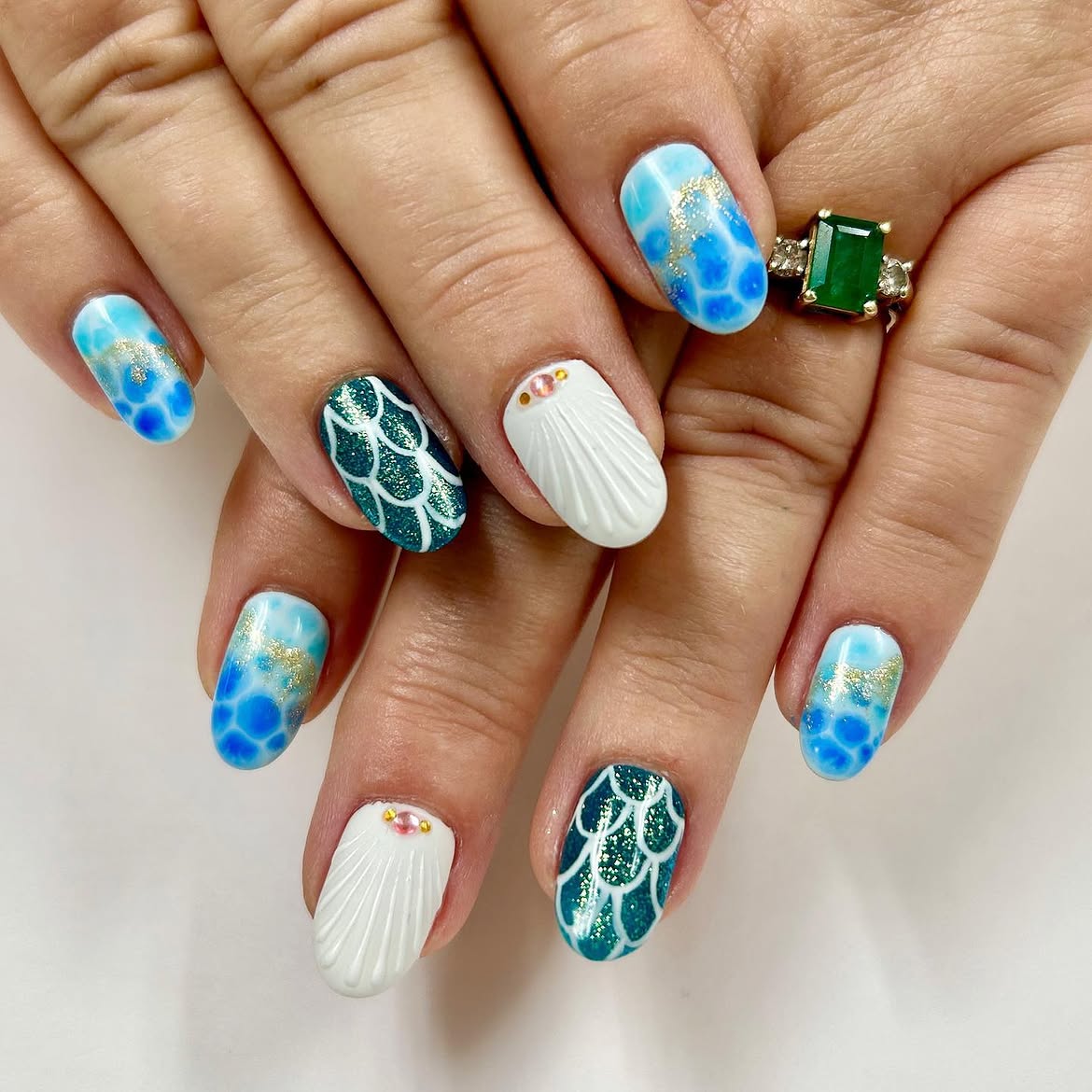 Ocean Depths Mermaid Scale & Shell Nails
