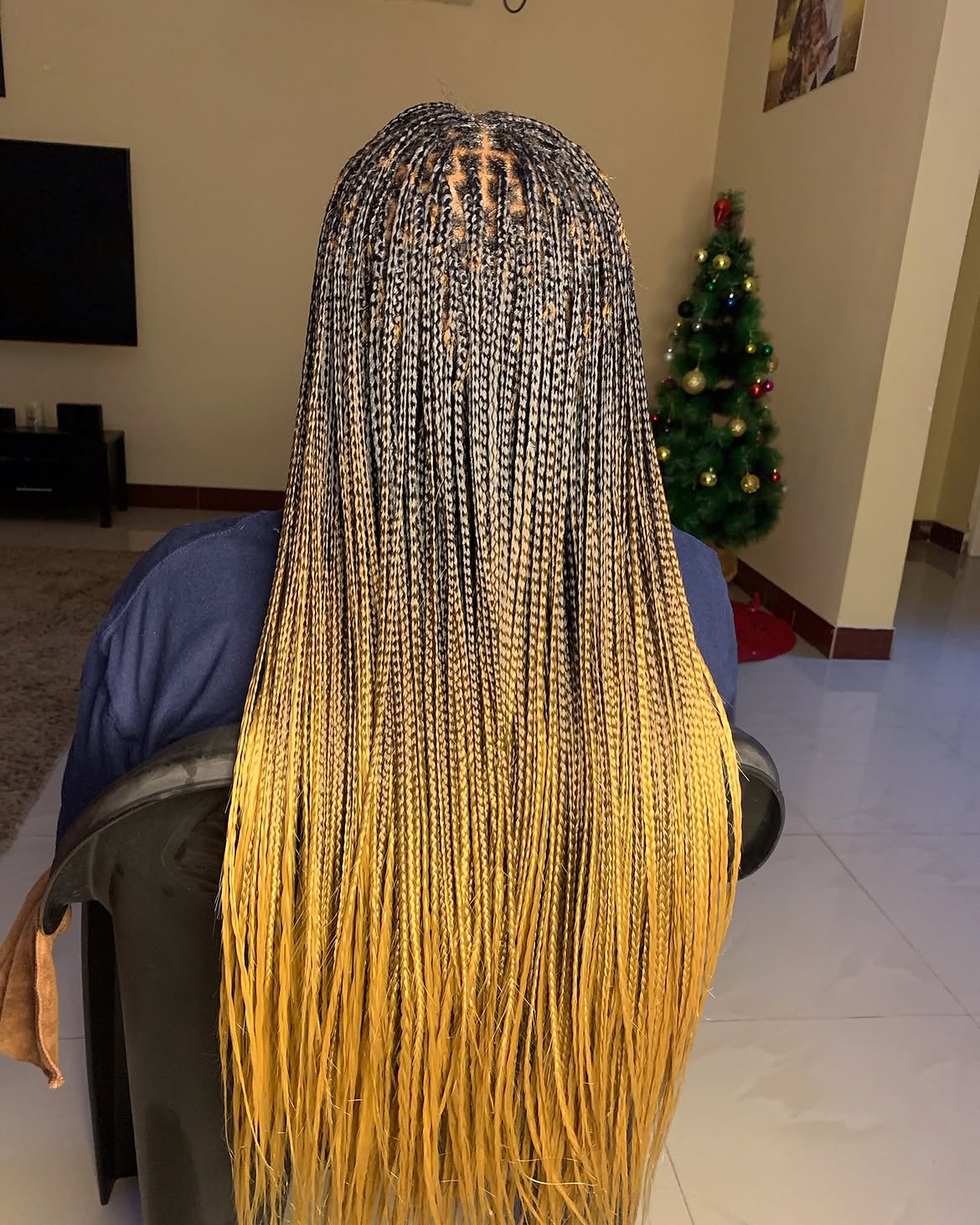 Ombre Micro Braids With Blonde Tips