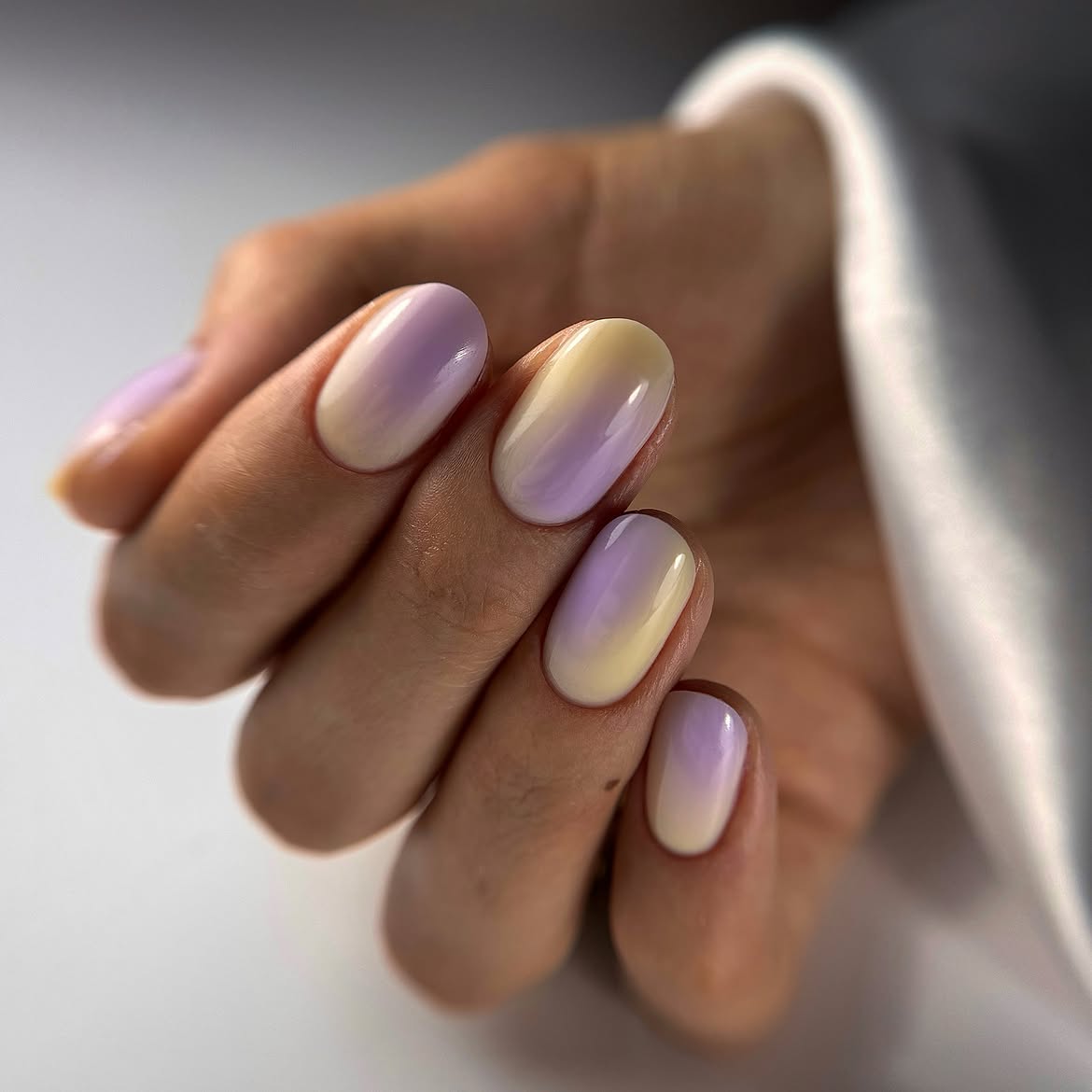 Pastel Lavender and Butter Yellow Ombre Nails