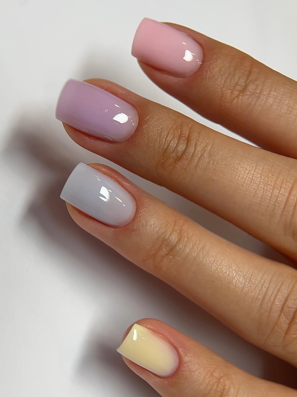 Pastel Ombre Mismatched Square Nails