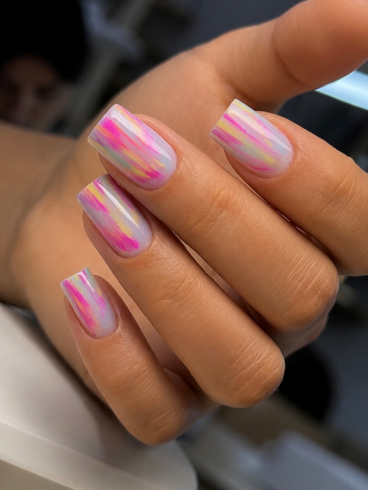Pastel Swirl Tie-Dye Gradient Square Nails