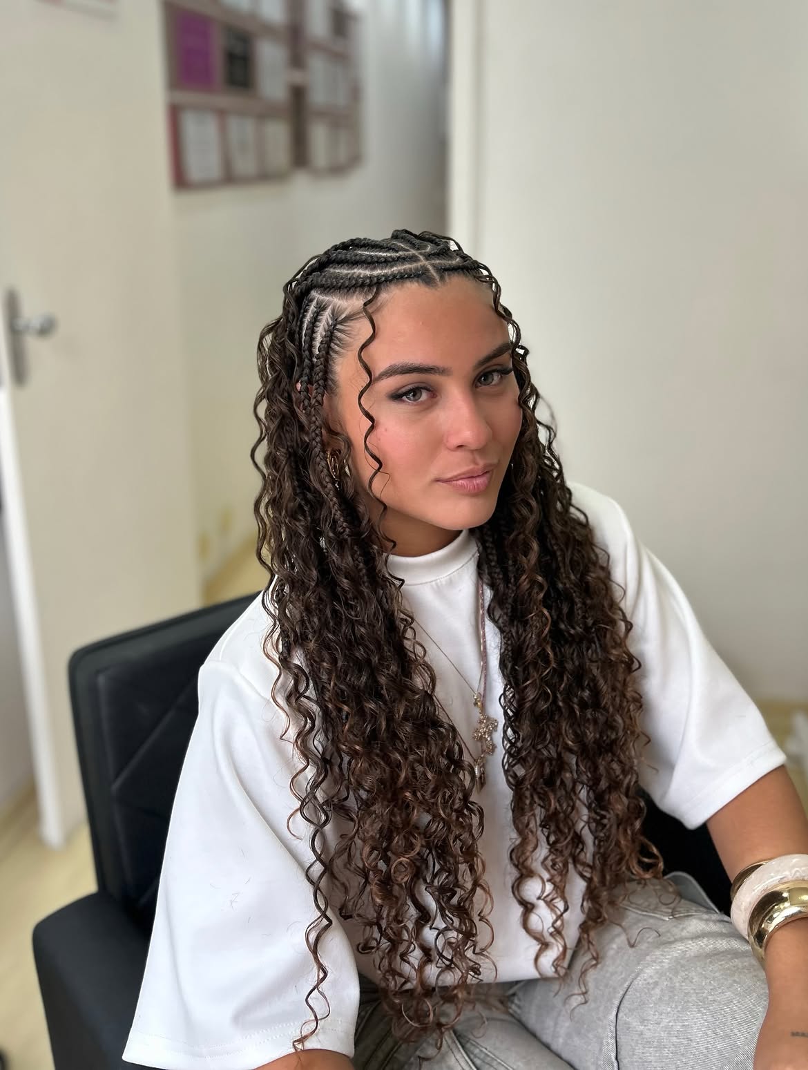 Protective Fulani Braids With Loose Curly Ends