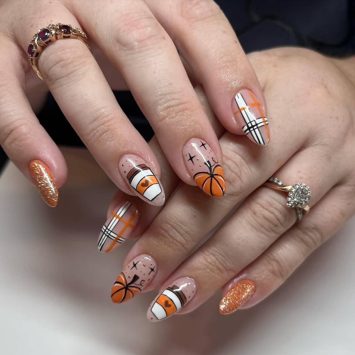 Pumpkin Spice Latte Fall Nail Art