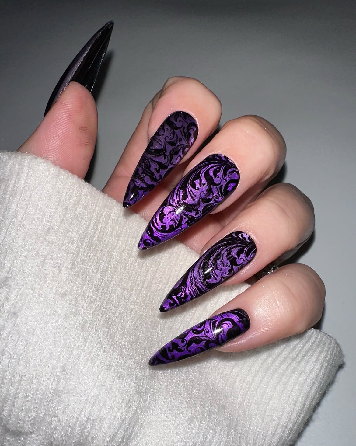 Purple Baroque Stiletto Press-On Nails