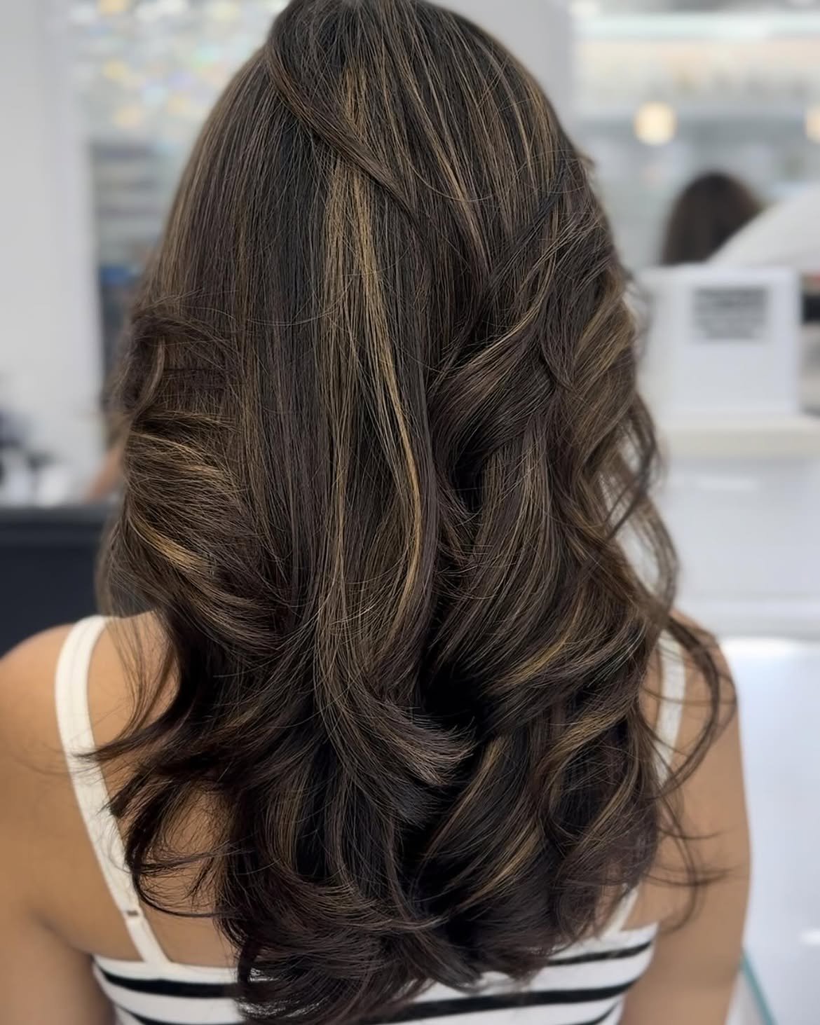 Rich Brunette With Golden Brown Balayage