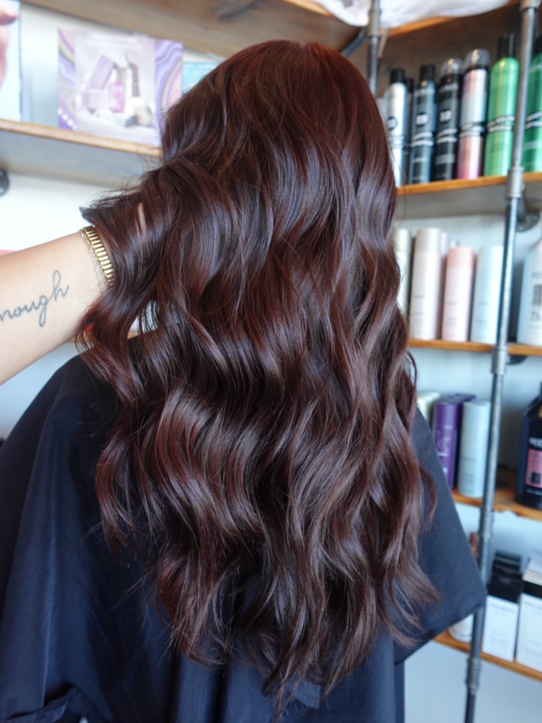 Rich Cherry Brown With Soft Hollywood Waves