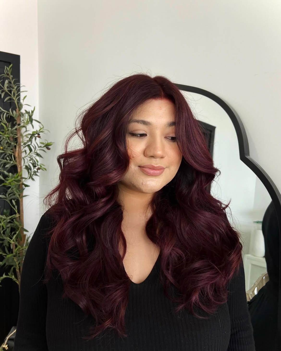 Rich Cherry Cola Waves With Voluminous Layers