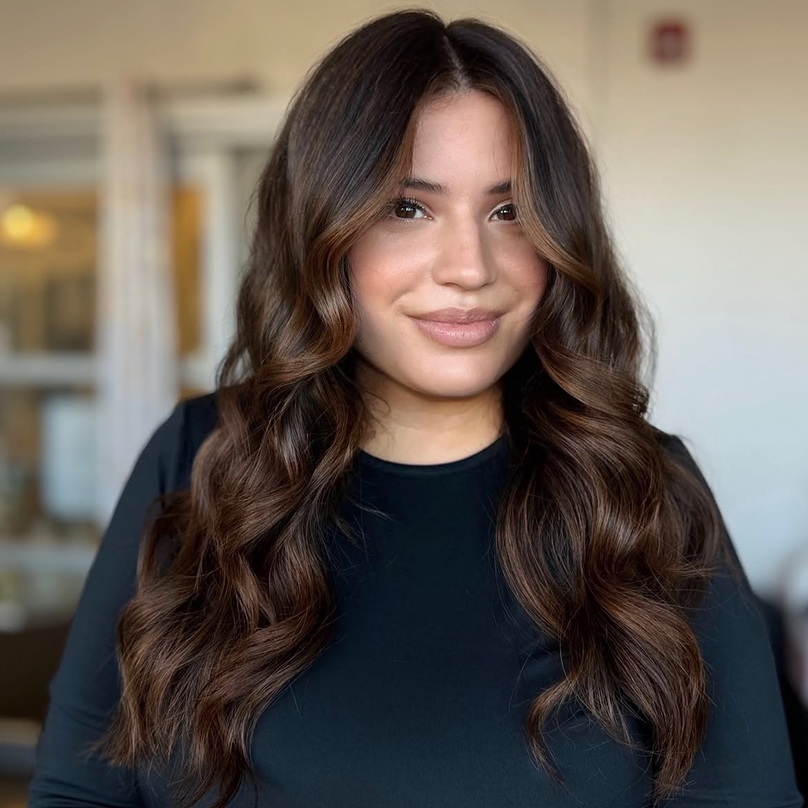 Rich Chocolate Balayage With Loose Waves