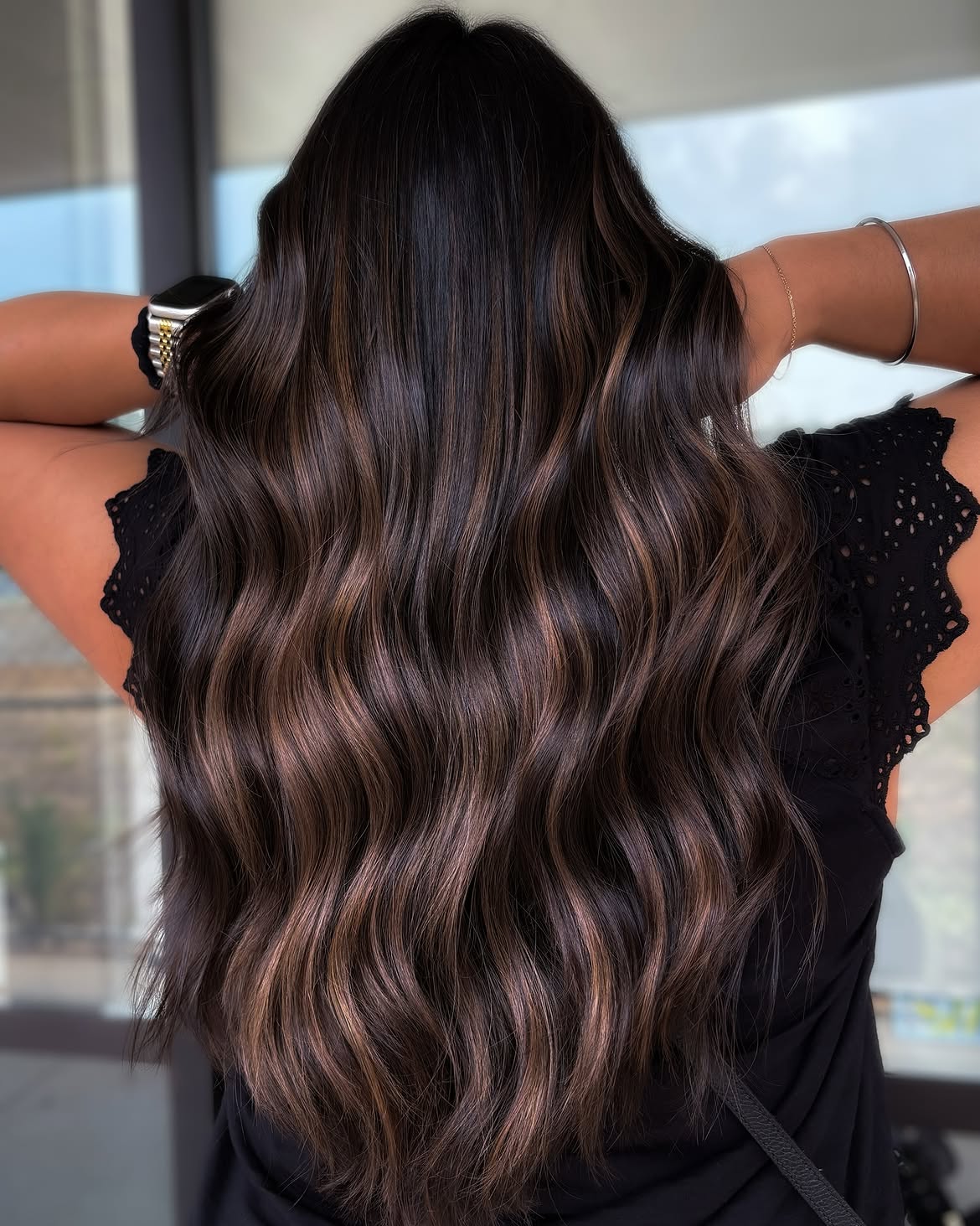 Rich Chocolate Brown With Subtle Caramel Balayage