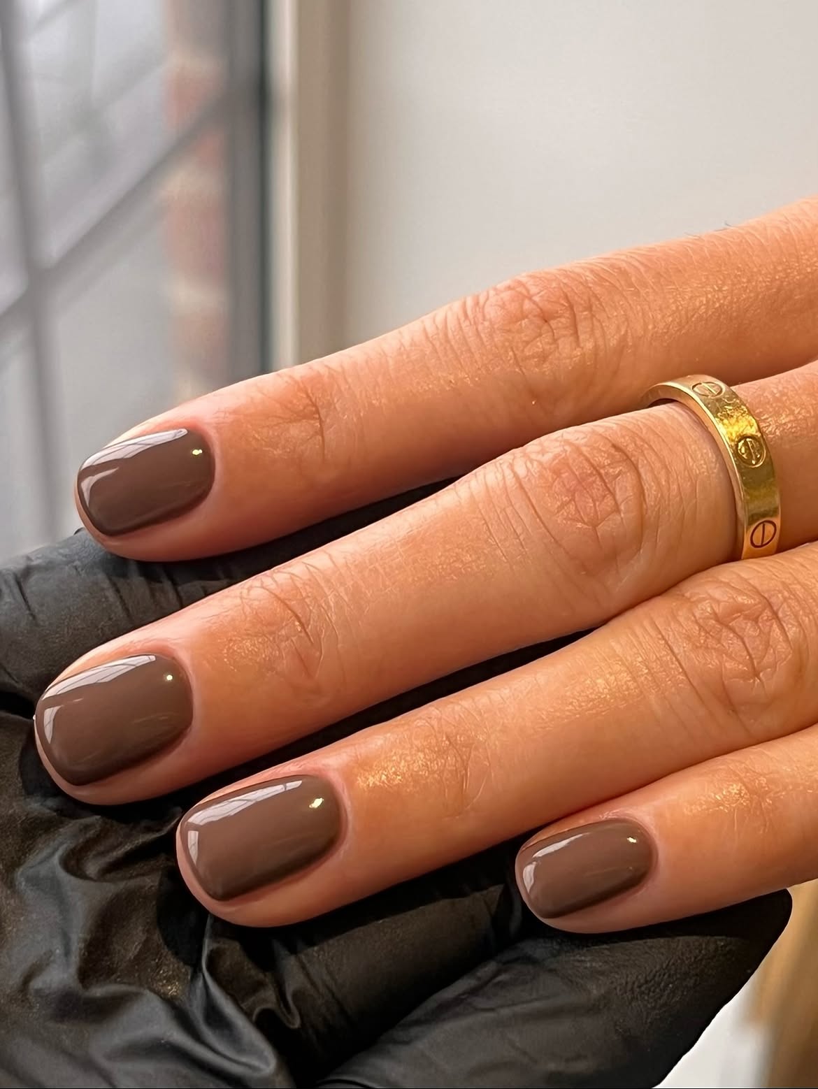 Rich Chocolate Glossy Short Oval Nails