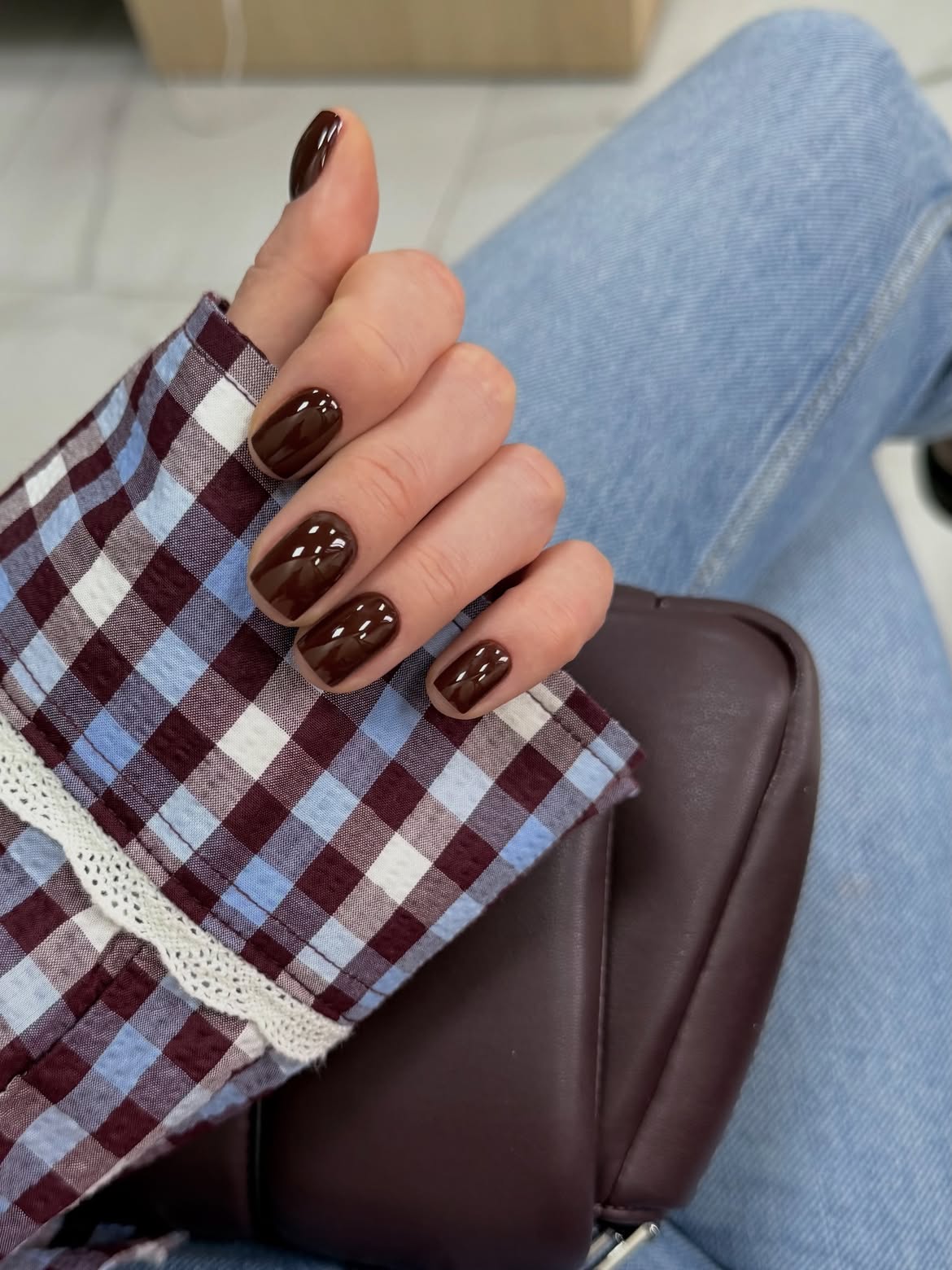 Rich Chocolate High Gloss Square Nails